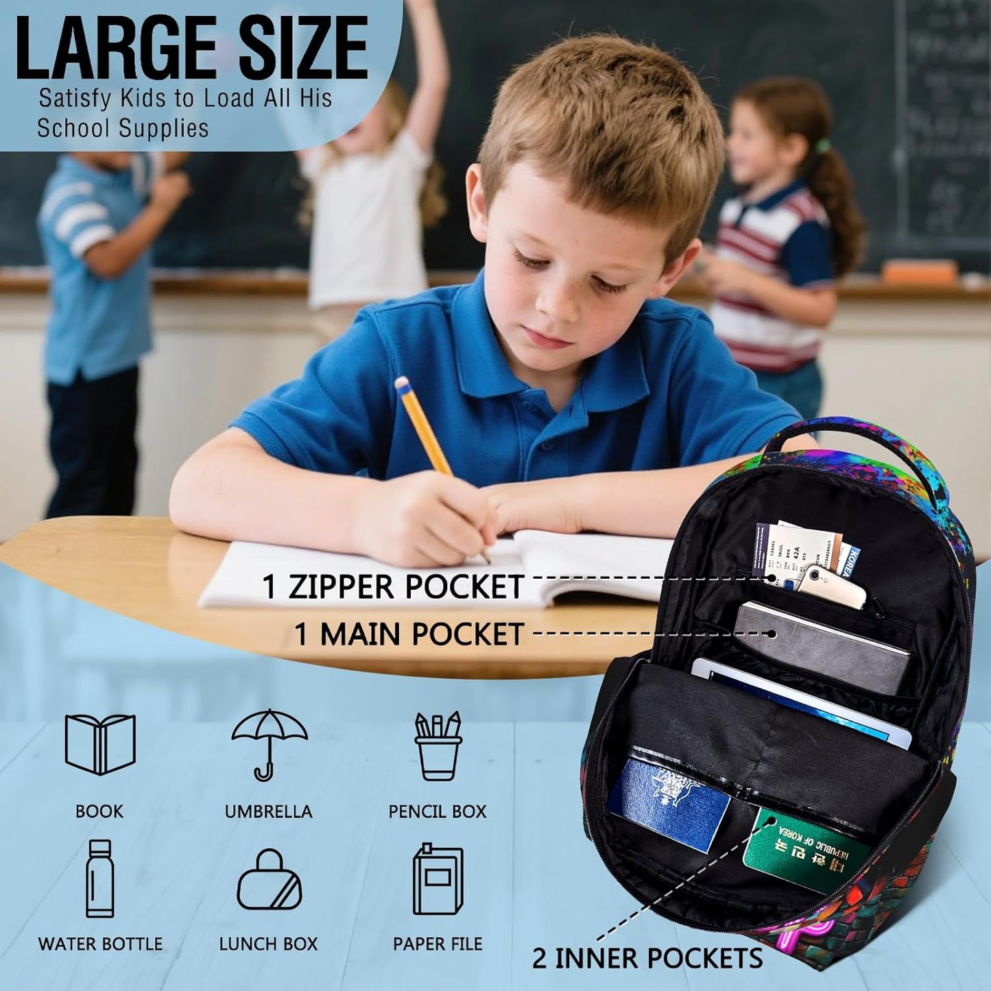 Game Backpack for Boys School Boys Backpack for Kids Children Teens Elementary Middle School Students Kids' Backpacks Ages 6-18 Video Game Bookbag Travel Back Pack