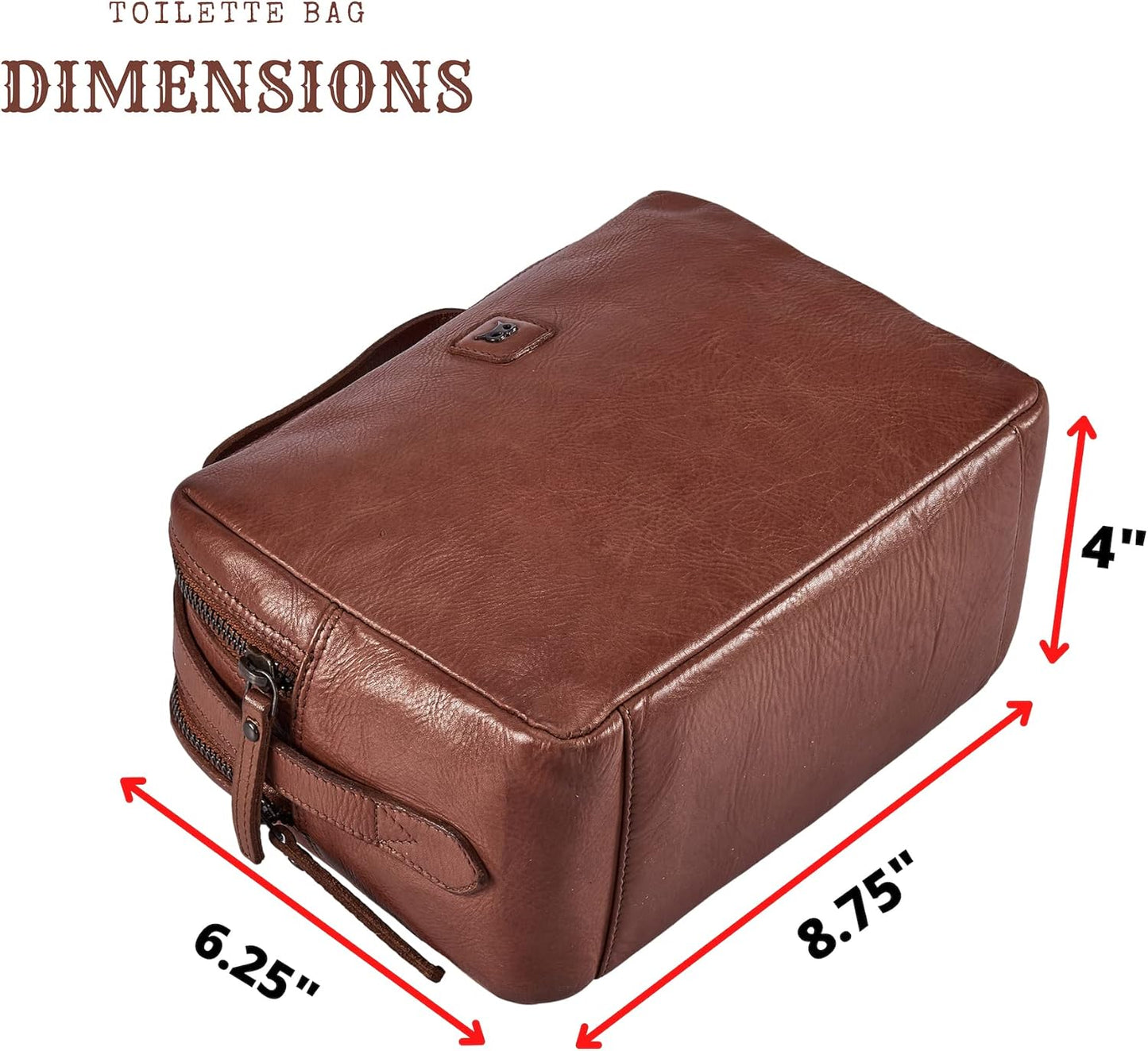 Real Leather Toiletry Bag Dopp Kit for Men Women Travel Shaving Pouch Organiser Double Compartment Cosmetic