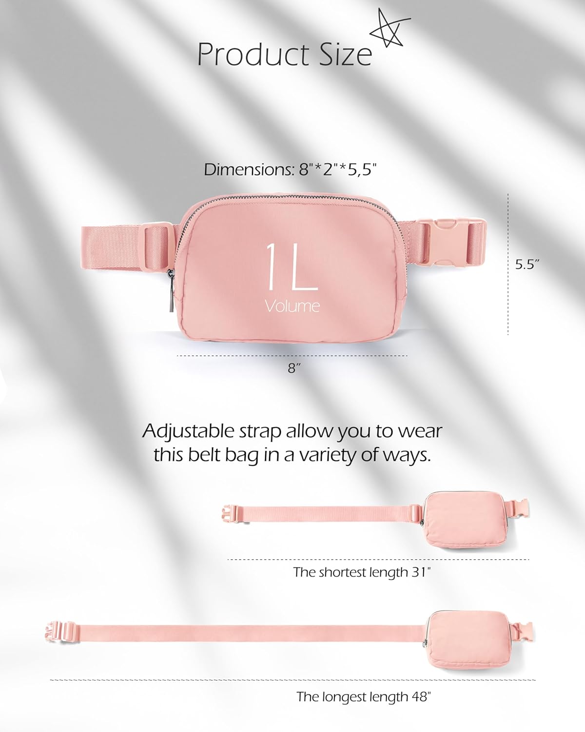 ODODOS Unisex Mini Belt Bag with Adjustable Strap Small Fanny Pack for Workout Running Traveling