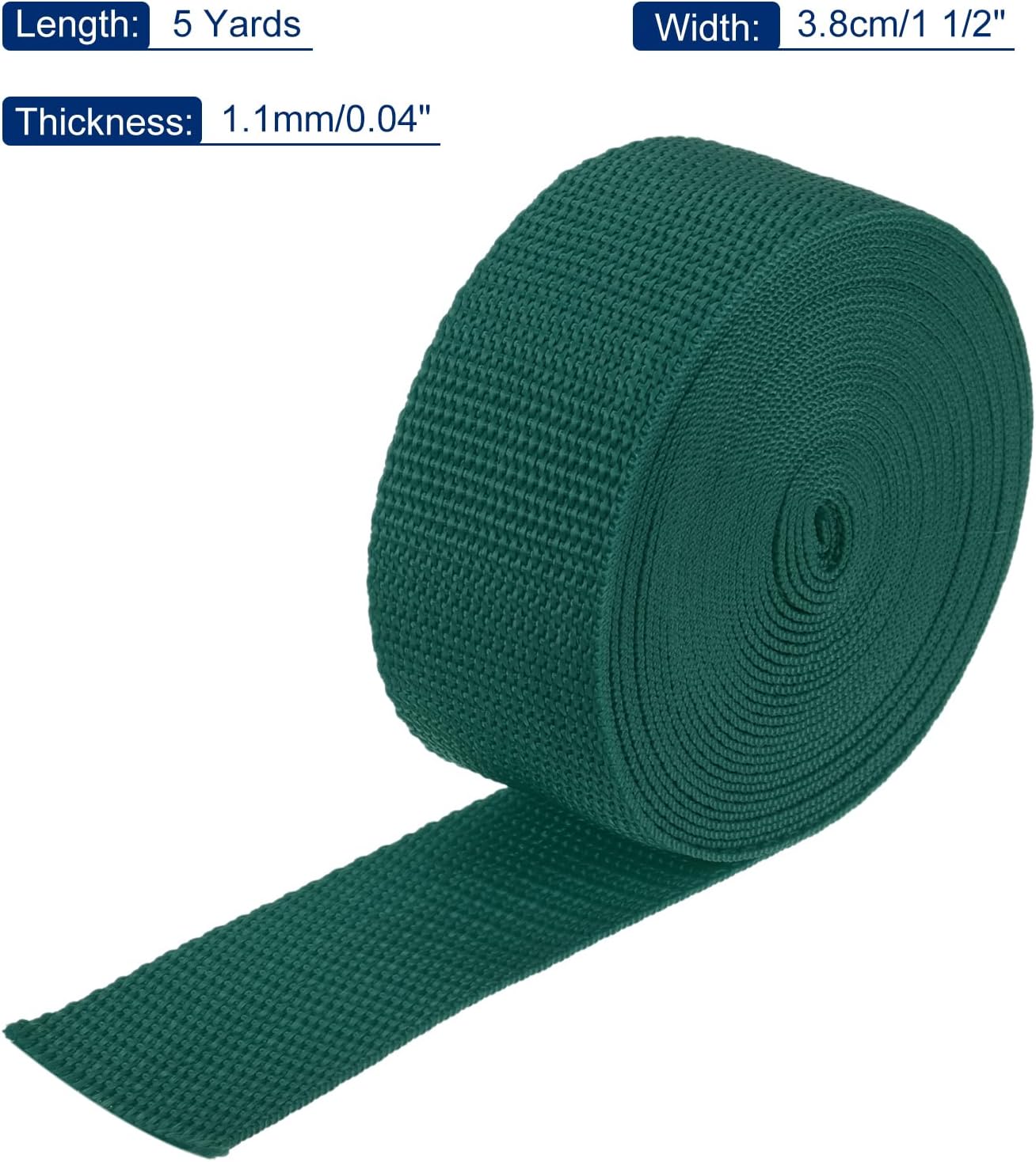 MECCANIXITY Lightweight Polypropylene Webbing Strap 1 1/2" 5 Yard Backpack Strapping Band Dark