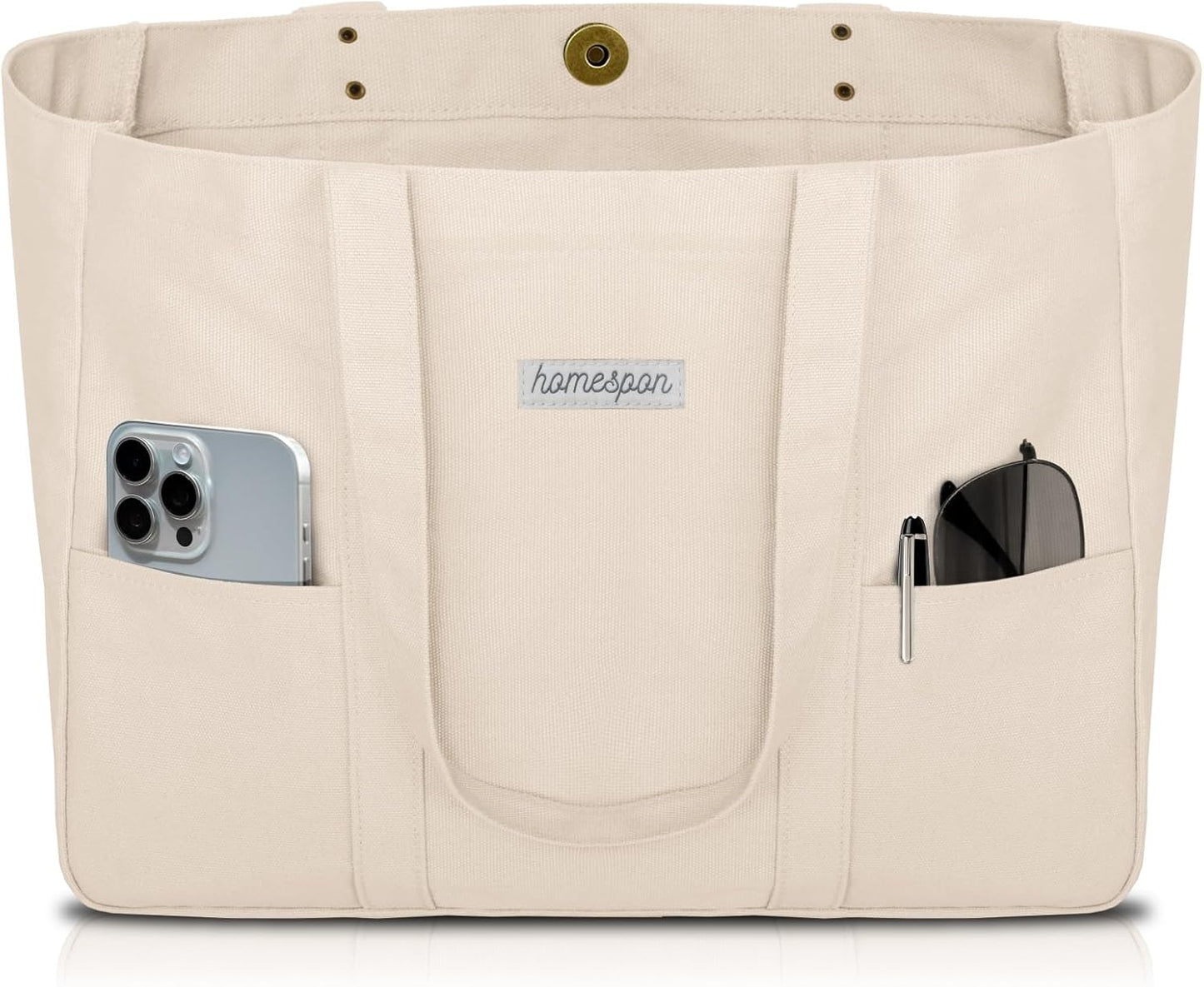 HOMESPON Large Canvas Tote Bag for Women Everything Bag with Pockets and Laptop Sleeve