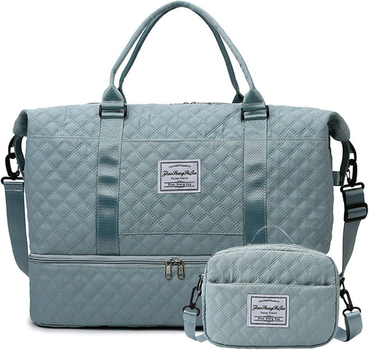 Travel Duffel Bags Weekender Bags for Women with Toiletry Pocket and Shoe Compartment,Wet Pocket,Carry On Overnight Bag for Women Travel,Gym,Weekend.Hospital Bag for Labor and Delivery (Blue)