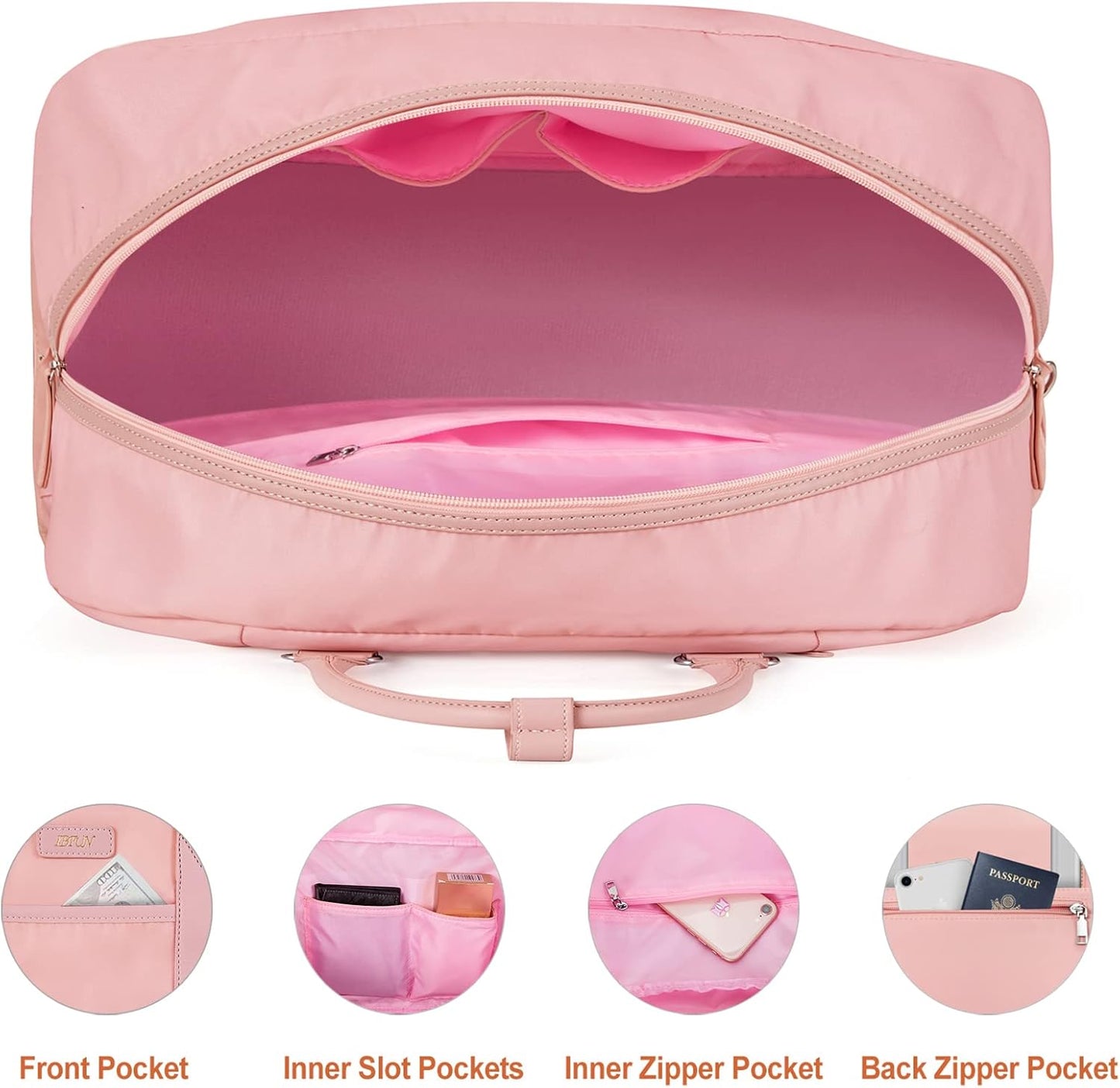 Weekender Bag for Women, Large Overnight Bag Canvas Travel Duffel Bag Carry On Tote with Shoe Compartment 21" 3Pcs Set