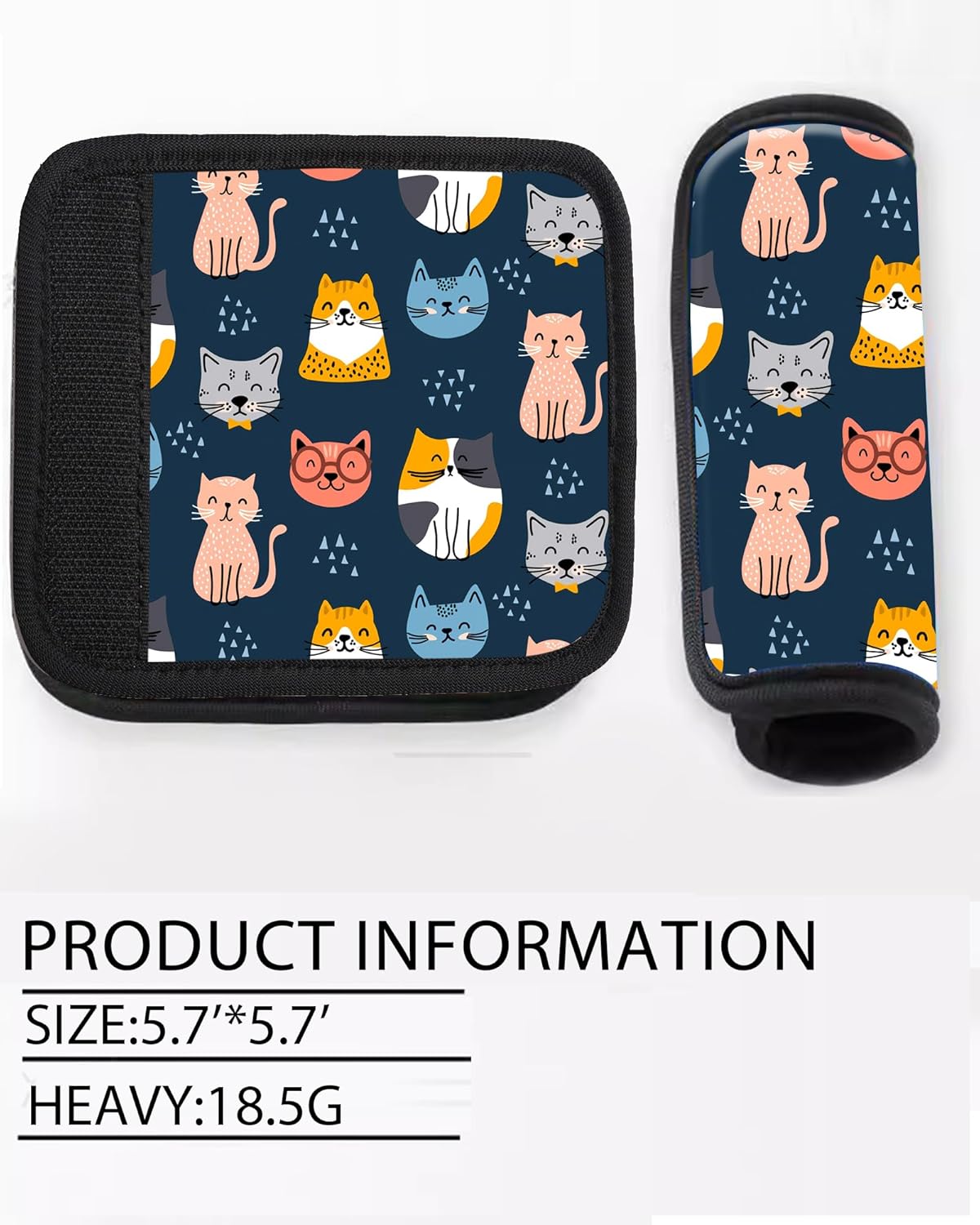 2 Pack Luggage Handle Wrap Travel Tags - Set of Luggage Tags for Suitcases, Identifiers, Marker, and Handle Covers - Cruise Accessories and Travel Gifts（Cute Colorful Cat