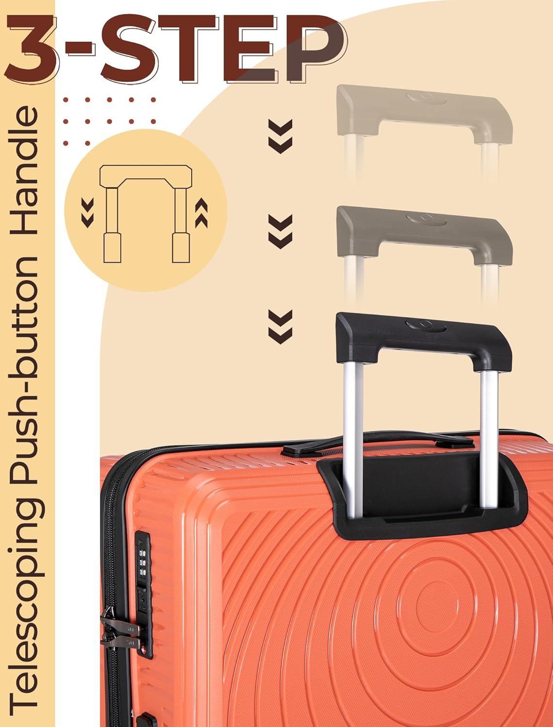 Luggage Sets 5 Piece, Suitcases with Wheels, Hardshell Suitcase Set, PP Carry on Luggage Set with TSA Lock, Travel Luggage