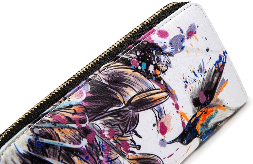 Women Wallet Card RFID For Womens Holder Blocking Credit Small Zipper Purse Pocket Bifold Slim Coin ID Ladies Wristlet Clutch Large Capacity Window Case Travel Zip Women's