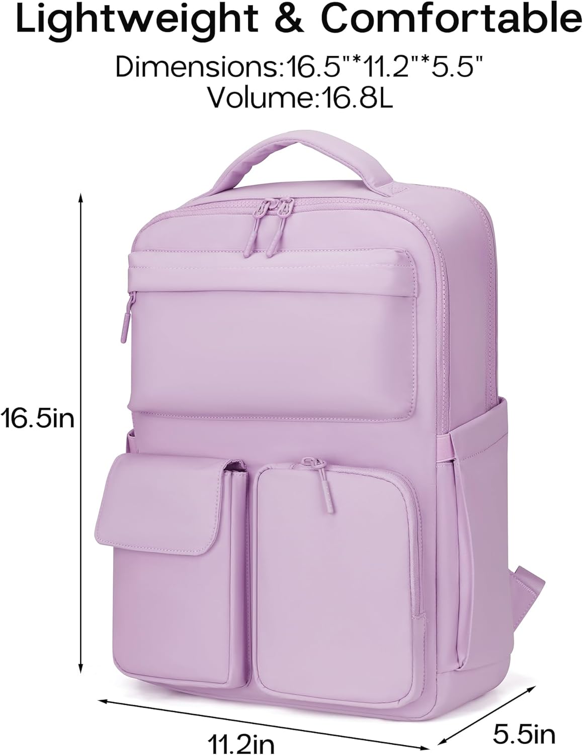 FODOKO Backpack for Work, Casual Backpack for Women Men Daypack Backpack for Travel College Bookbag Separate Compartment for 15.6 Inch Notebook Light Purple