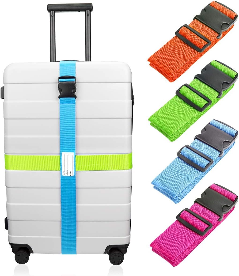 Luxebell Luggage Straps Suitcases Belt TSA Approved Travel Essentials Accessories Gift for Carry on Bag 6.56 ft 4 Pack