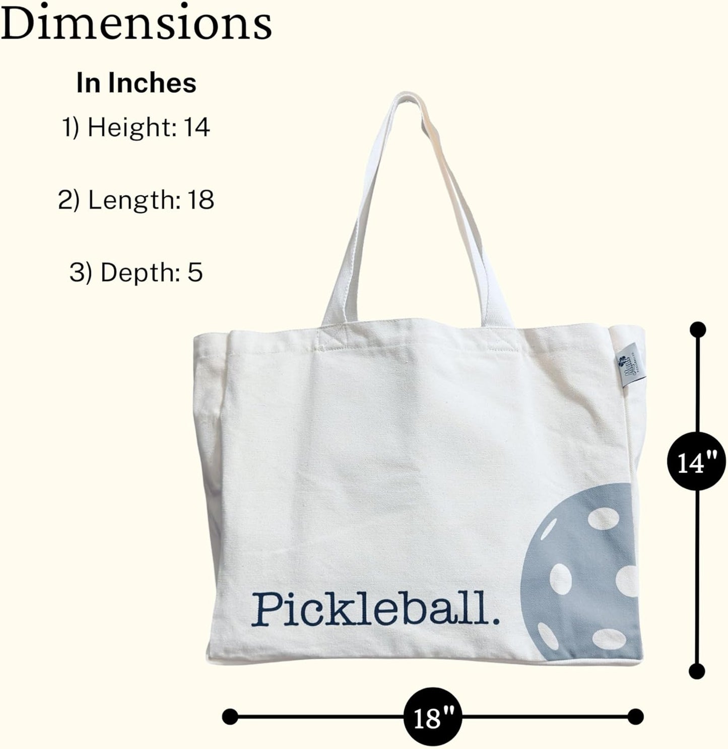 Large Canvas Pickleball Tote - Sustainable, Funny & Cute Grocery Bag