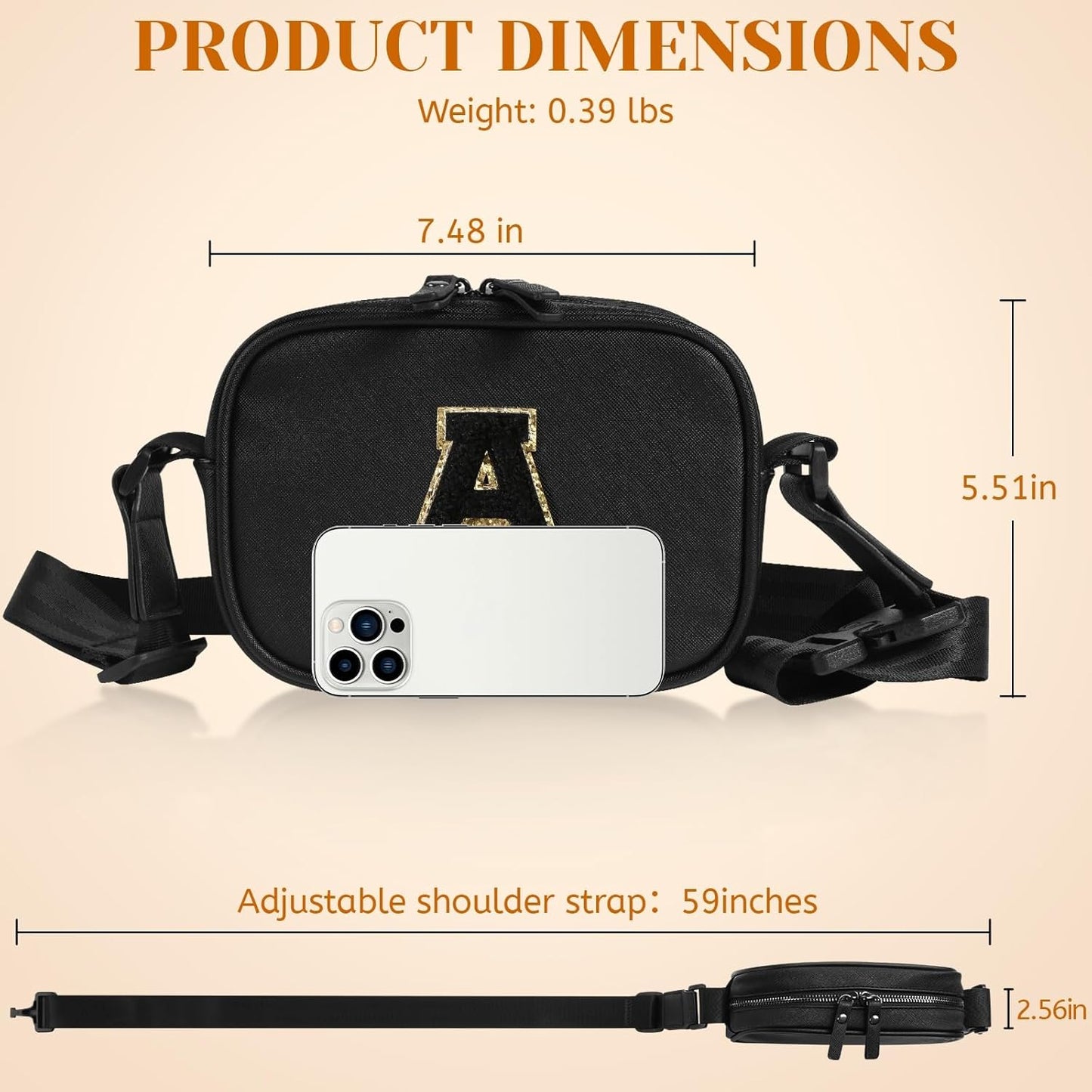 Initial crossbody bags for women,Trendy crossbody purses for Girls Teen, Travel Purse,Chest Bag for Teens Gifts,Personalized Gifts,HighSchool Graduation Gifts for her (Black K)