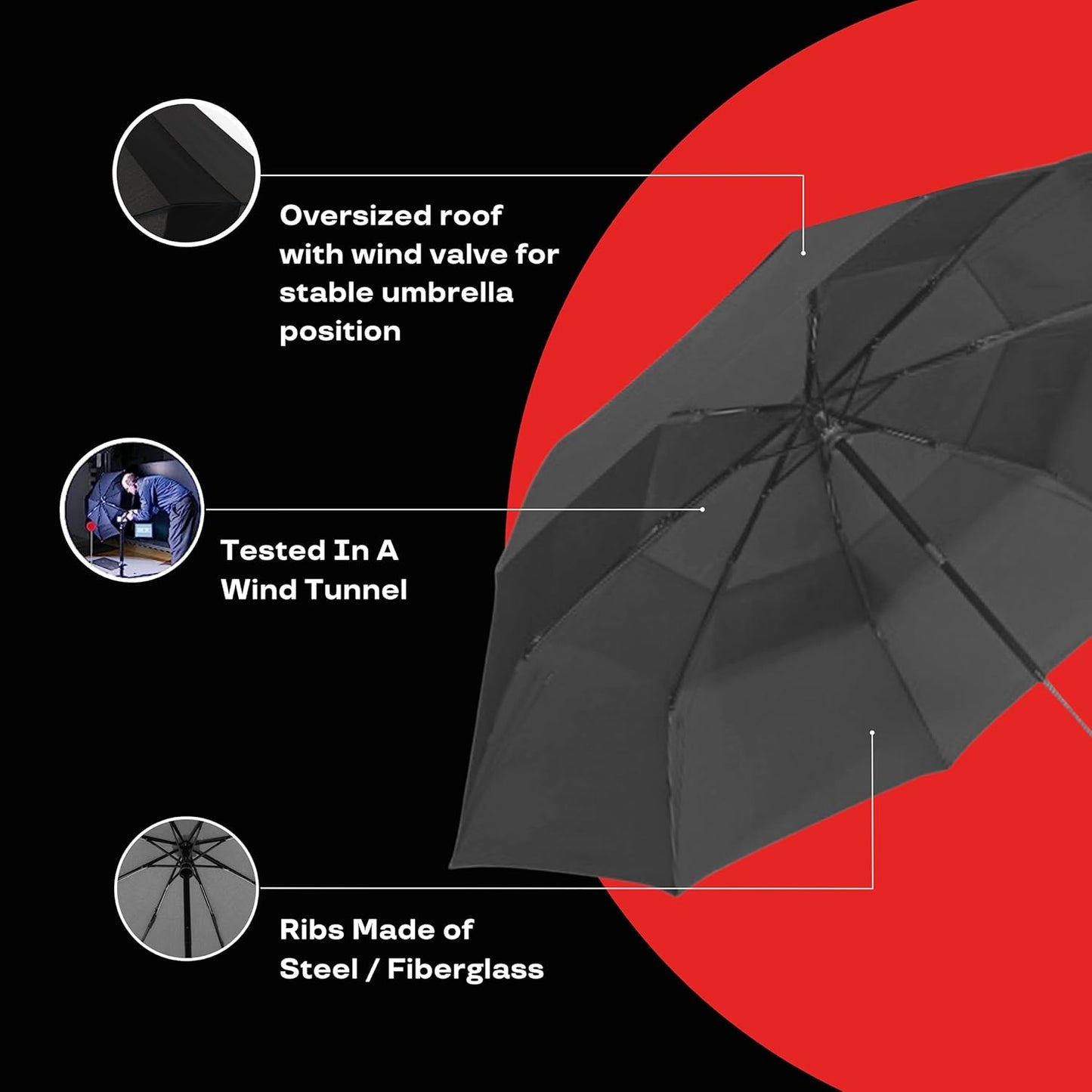 Knirps A.405 XXL Duomatic Vented 2 Person Oversized Umbrella for Adults – 49.6" Auto Open Close Canopy, Travel Case Included