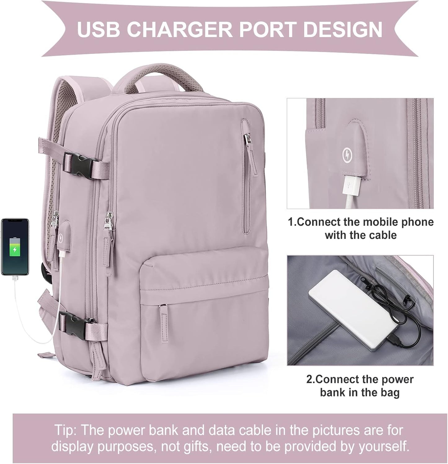 WONHOX Large Travel Backpack Carry on Flight Approved Laptop Work Business Backpack for Women Men Mochila de Viaje
