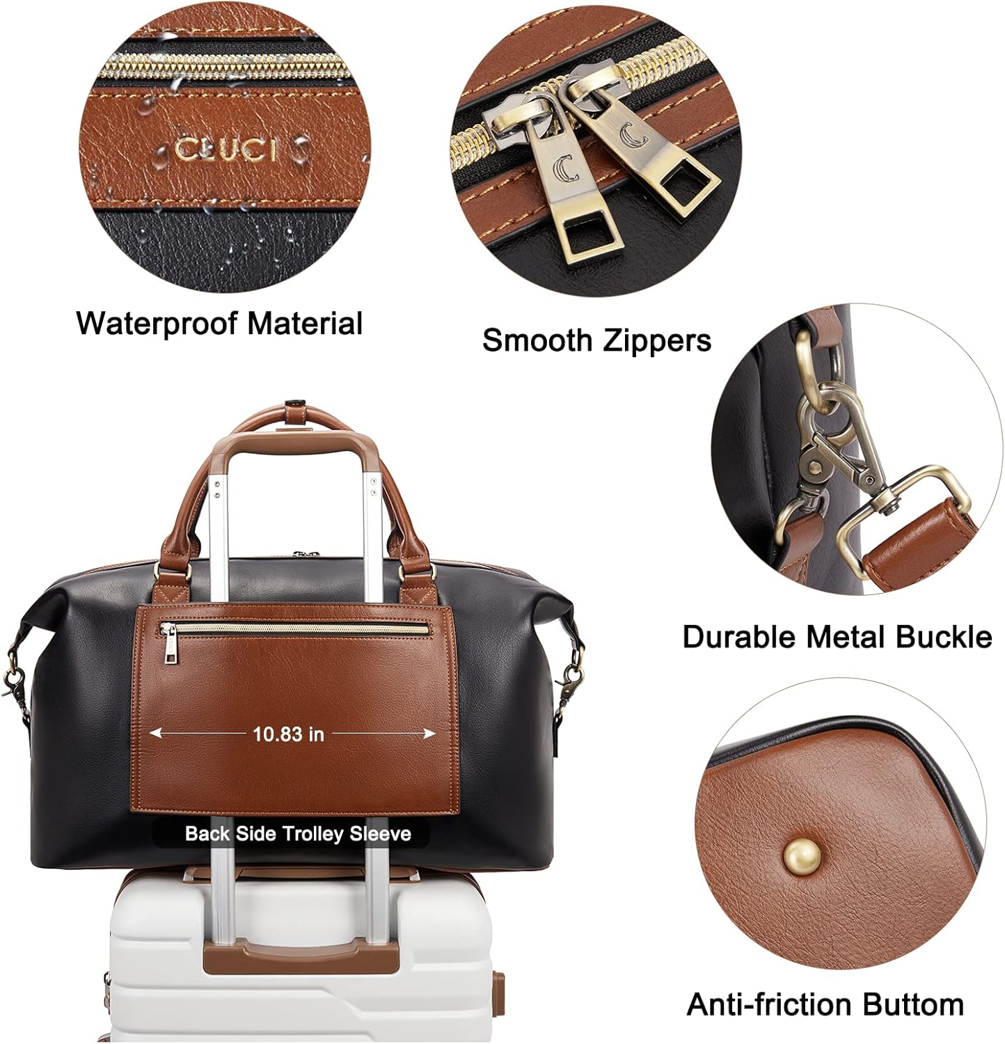 CLUCI Weekender Bag for Women Travel Leather Duffel Bag Carry on Overnight Bag