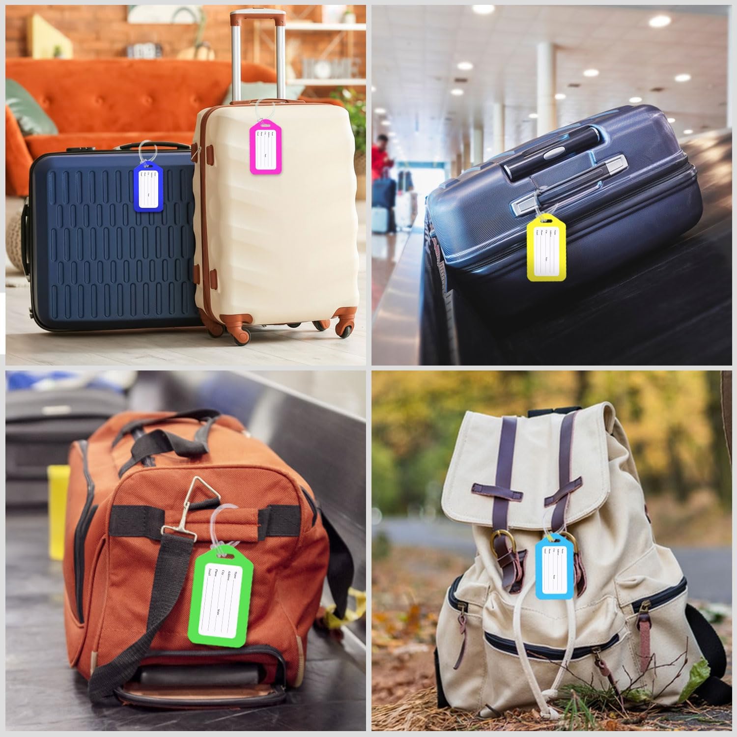 Sodsay 18 PK Luggage Tags for Suitcases (Assorted, Pack of 18 with 9 Vibrant Colors), Luggage Tag