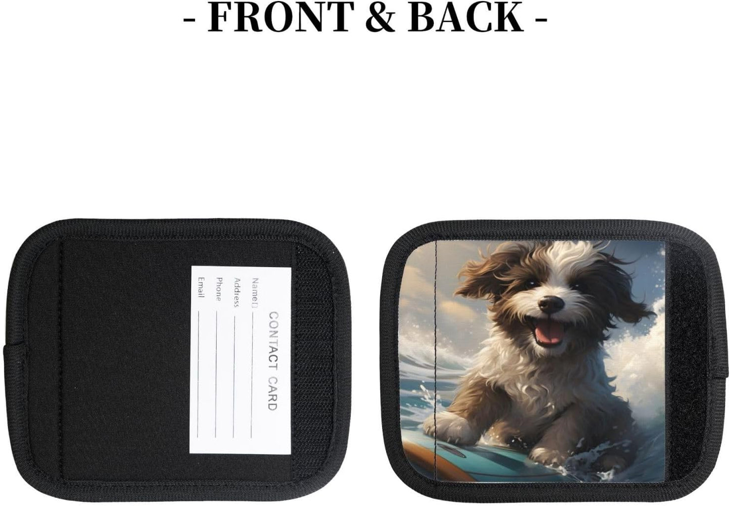 Luggage Handle Wraps Cute Animal Surfing Dog Luggage Identifiers Soft Neoprene Luggage Handle Wraps For Suitcase Trolley Handle Grip Cover 2 Pack Luggage Tags