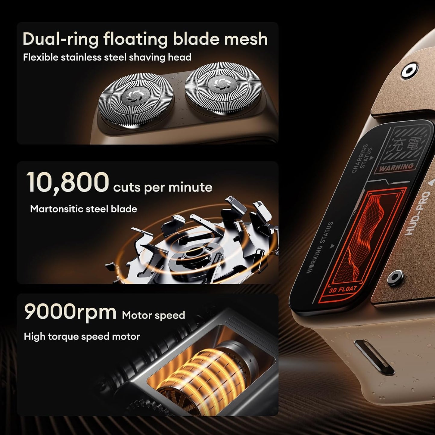 PAXA Mini Portable Electric Shaver,9000RPM Mens Electric Shaver,Dual-Head Rotary Razor Travel Shavers IPX7 Waterproof Wet & Dry for Shaving Face,USB-C Rechargeable for Home,Car,Travel(Yellow)