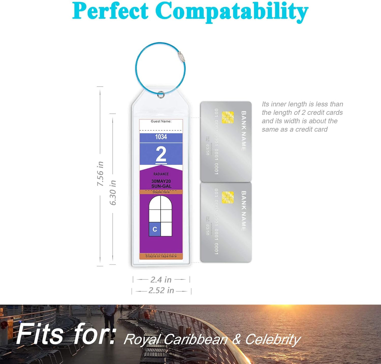 Cruise Luggage Tag Holder for Royal Caribbean & Celebrity 5 Pack, Cruise Ship Essentials 2025 Waterproof, Cruise Must Haves Durable
