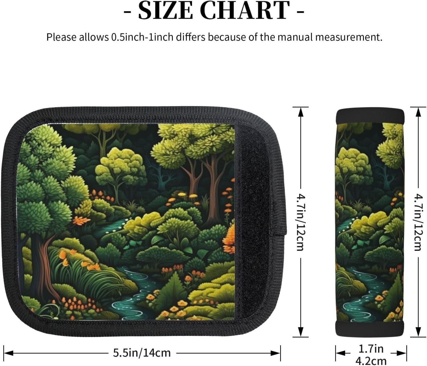 Luggage Handle Wraps Green Forest View Luggage Identifiers Soft Neoprene Luggage Handle Wraps For Suitcase Trolley Handle Grip Cover 2 Pack Luggage Tags