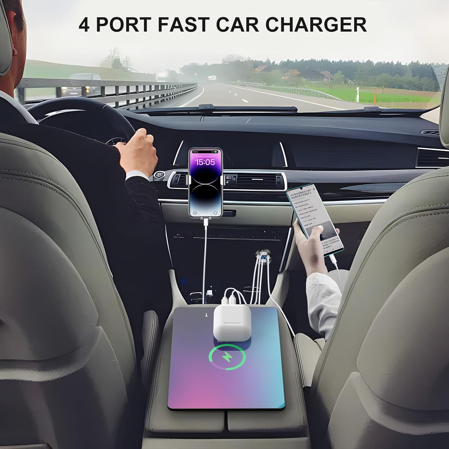 Upgraded 4 Port 12V USB Outlet Aluminum Charger, 78W Dual PD & QC Multiple USB Port for Car, USB C Cigarette Lighter Replacement 12 Volt Socket with Voltmeter Waterproof for Marine Boat Motorcycle RV