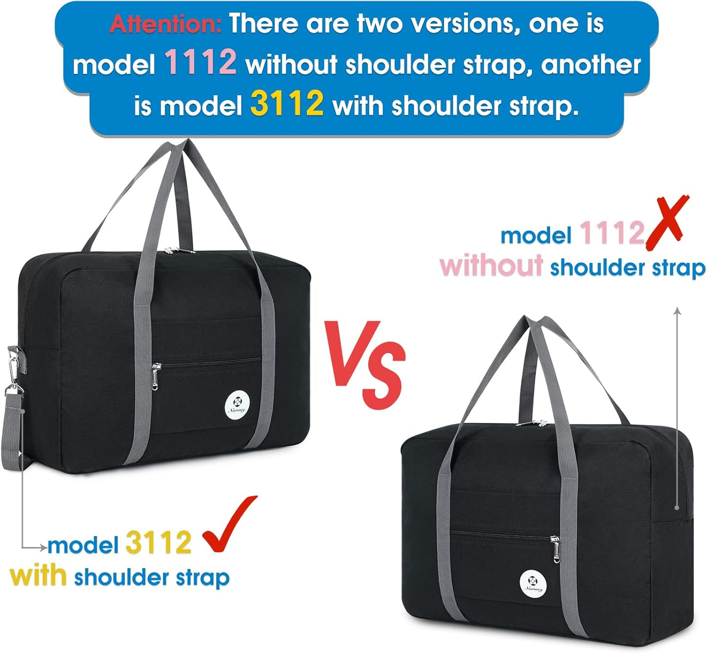 For Spirit Airlines Personal Item Bag 18x14x8 Foldable Travel Duffel Bag Tote Carry on Luggage Duffle Overnight for Women and Men