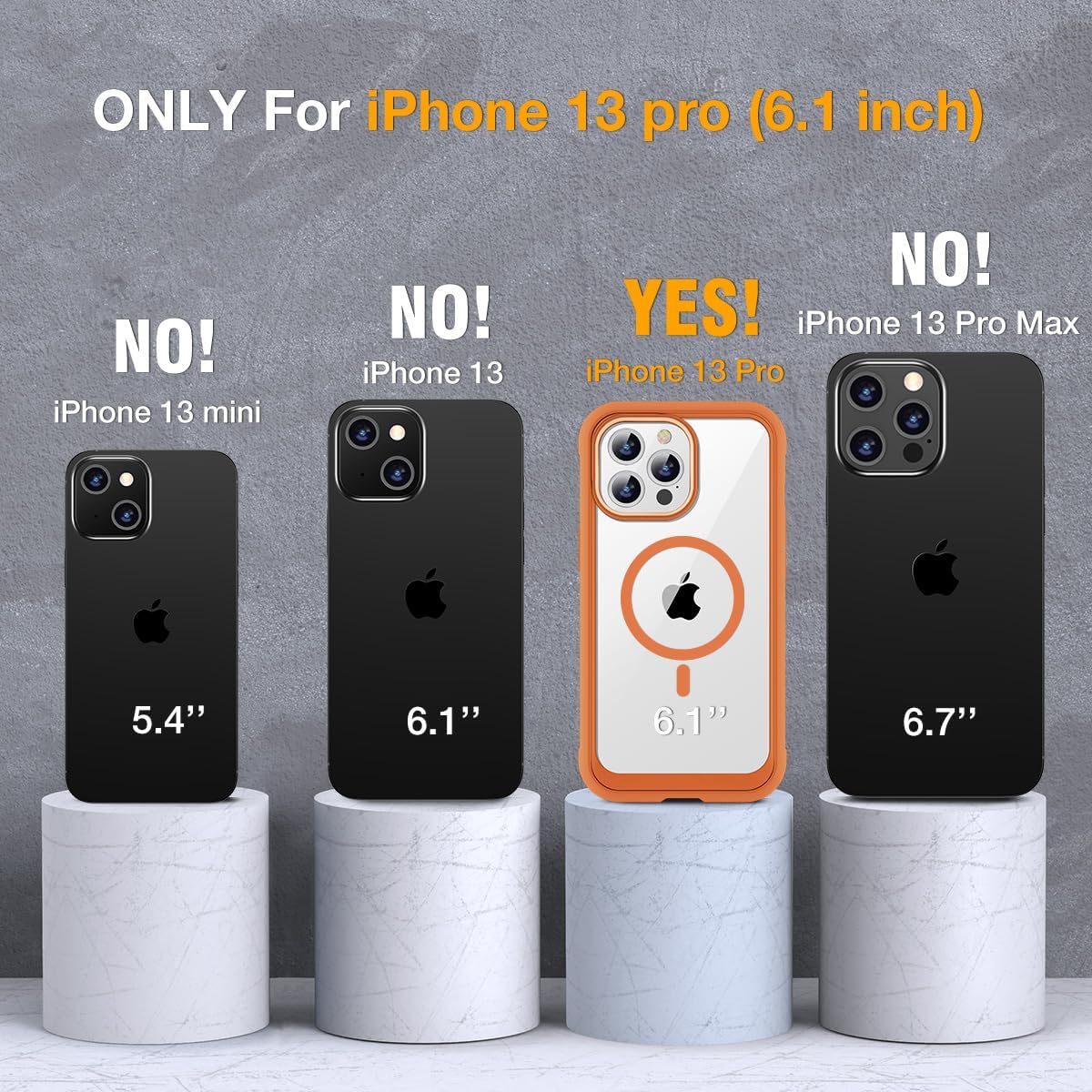 Miracase for iPhone 13 Pro Case 6.1",with MagSafe,Built in Screen Protector,Full-Body Protection(Orange)