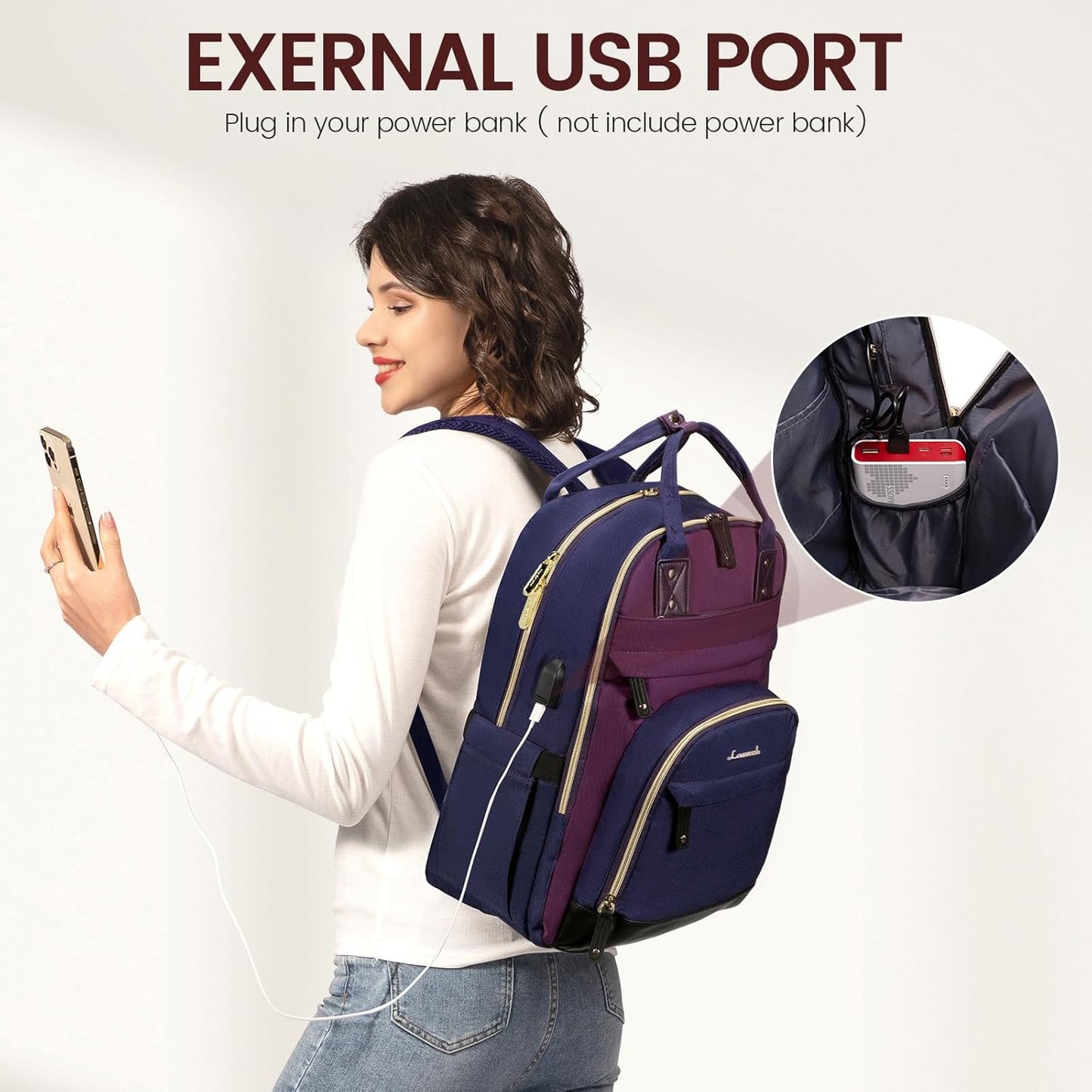 LOVEVOOK Backpack for Women,Laptop Backpack Women,Fits 15.6 Inch Laptop Bag,School Backpacks,Fashion Travel Work Anti-theft Bag,Waterproof Business Computer College Backpack Purse,Purple-Blue-Black