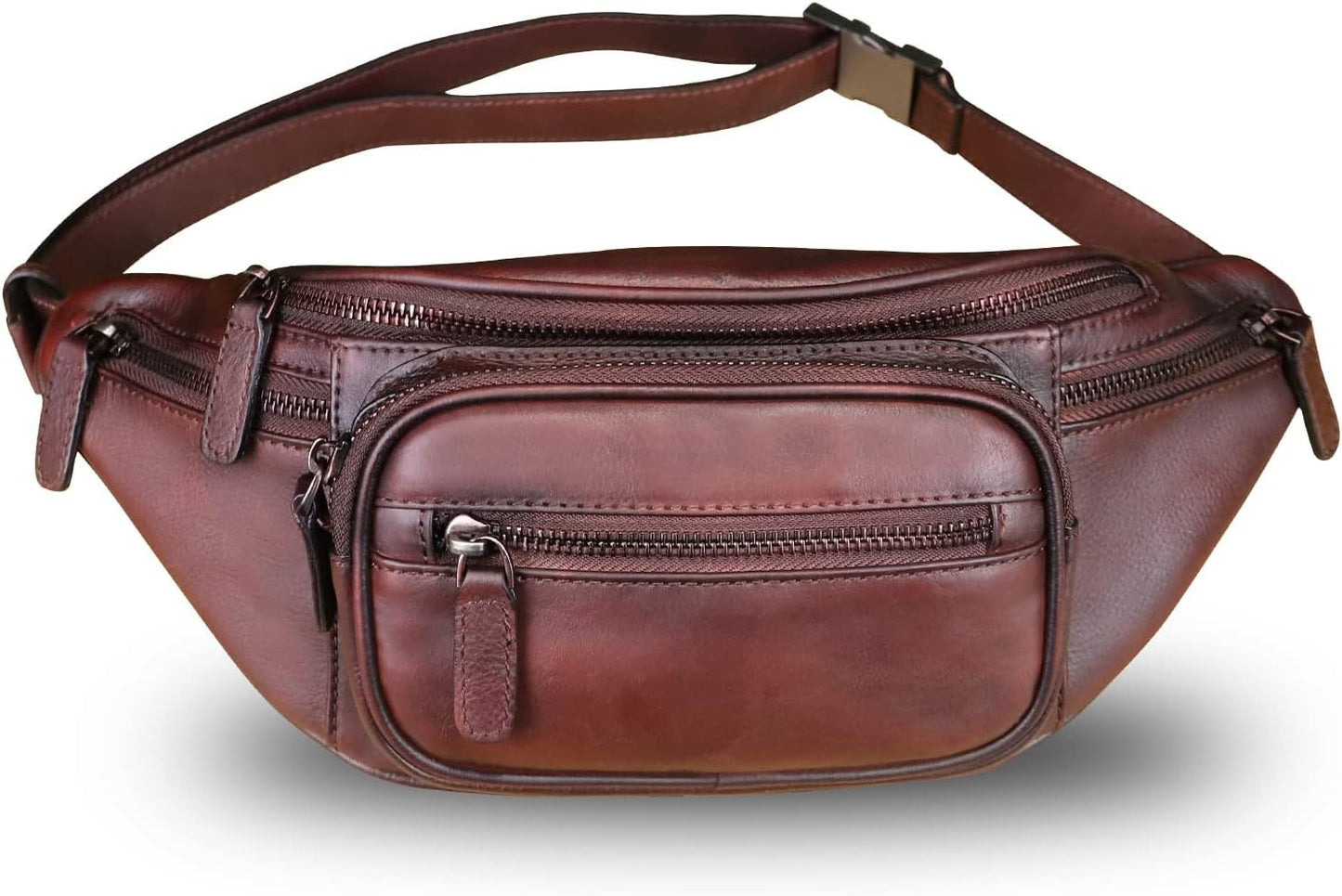 Genuine Leather Fanny Pack for Women and Men Leather Waist Bag Fashion Sling Bag Shoulder Crossbody Bag Sling Backpack (Coffee)