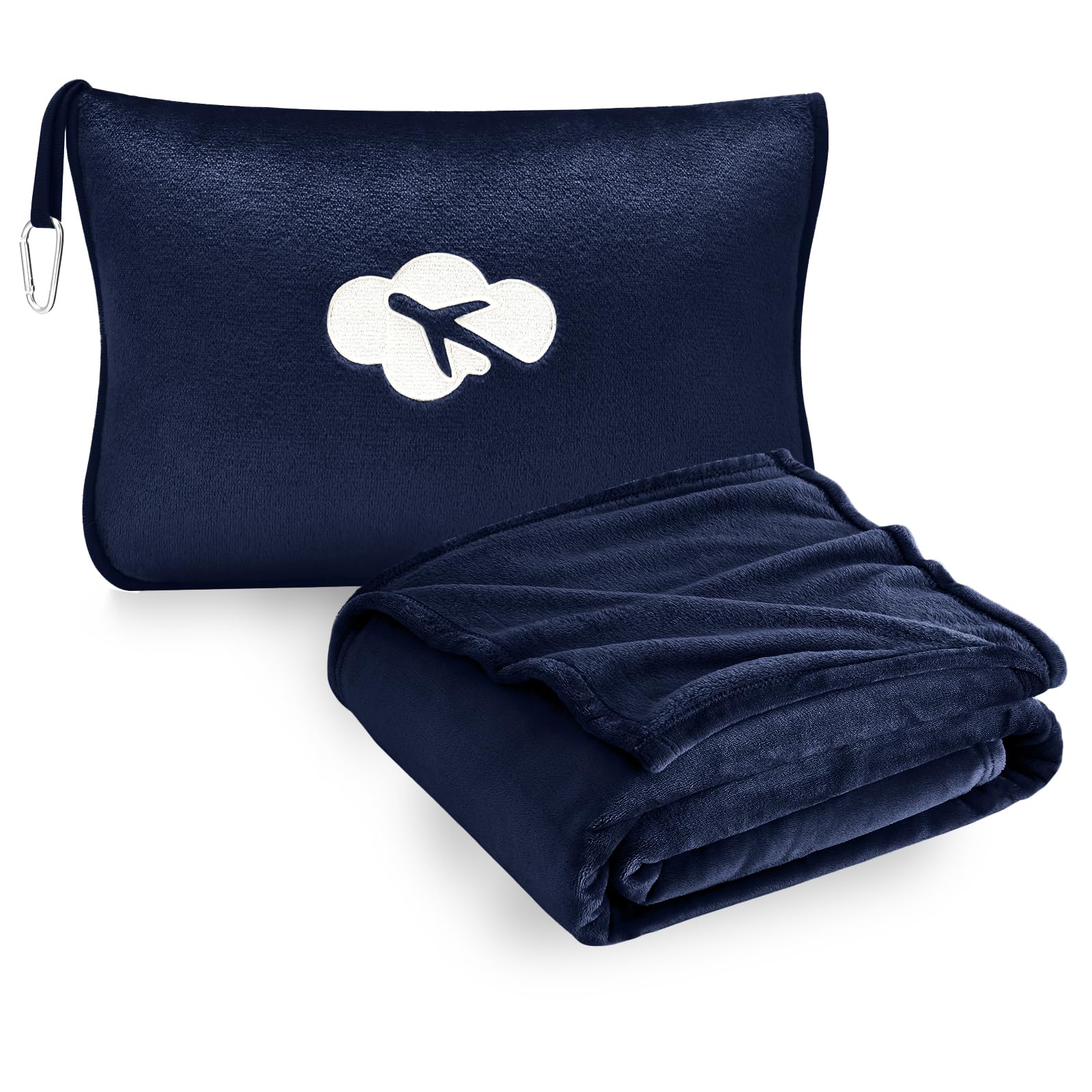 Travel Blanket and Pillow Compact, Premium Soft 2 in 1 Airplane Blanket with Soft Bag