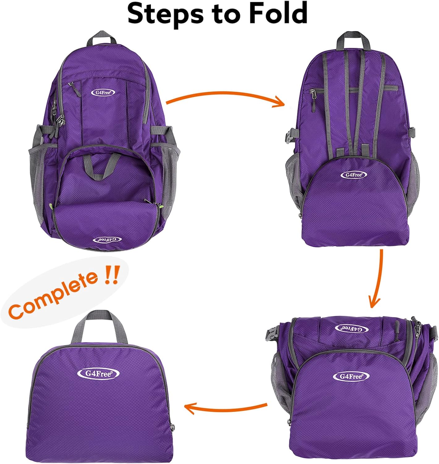 G4Free 40L Lightweight Packable Hiking Backpack, Waterproof Travel Daypack