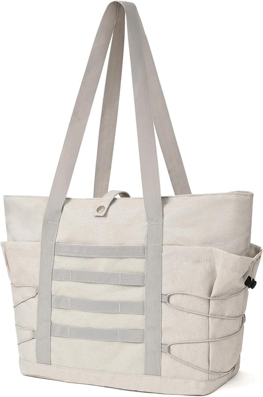 Travel Tote Bags for Women - Foldable Beach Bag Waterproof Zipper Gym Sports Shopping Bag with Trolley Sleeve