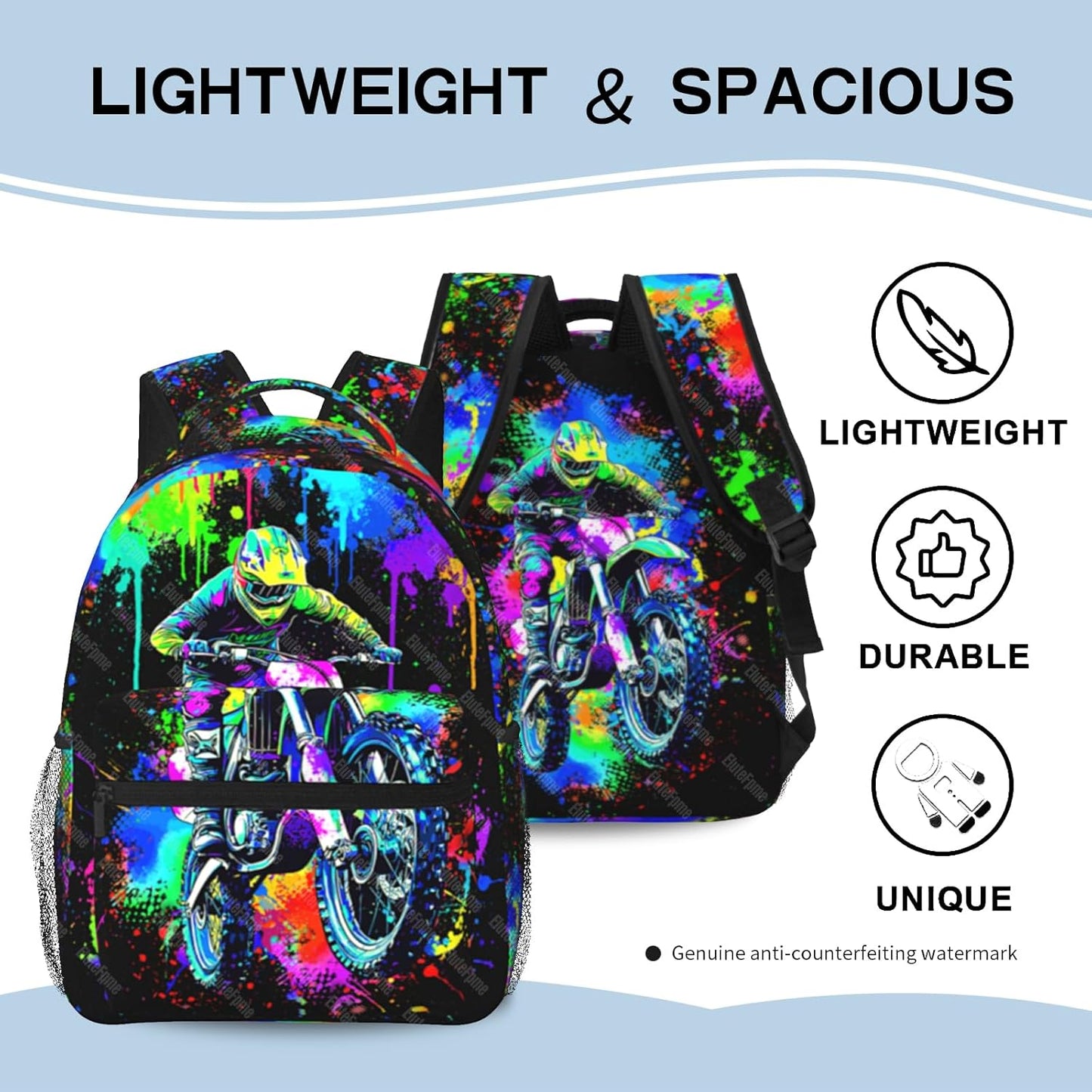 Motocros Backpack For Boys Motocros Dirt Bike Boys Backpack For Kids Children Teens Elementary