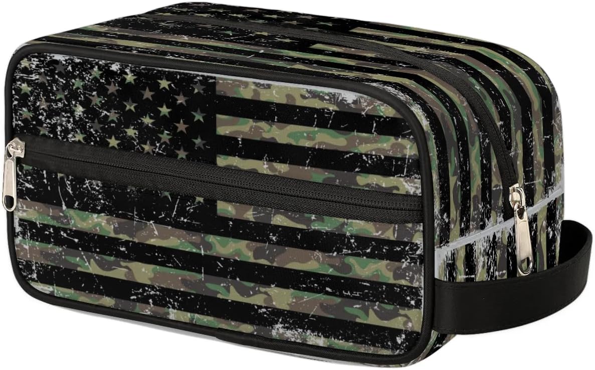 American Flag Travel Toiletry Bag Kit for Men Vintage USA 4th of July Cosmetic Makeup Bag for Boys Waterproof Shaving Bag Hanging Wash Bag Organizer for Toiletries Accessories