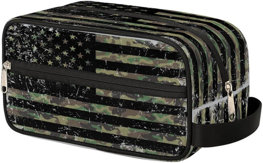 American Flag Travel Toiletry Bag Kit for Men Vintage USA 4th of July Cosmetic Makeup Bag for Boys Waterproof Shaving Bag Hanging Wash Bag Organizer for Toiletries Accessories
