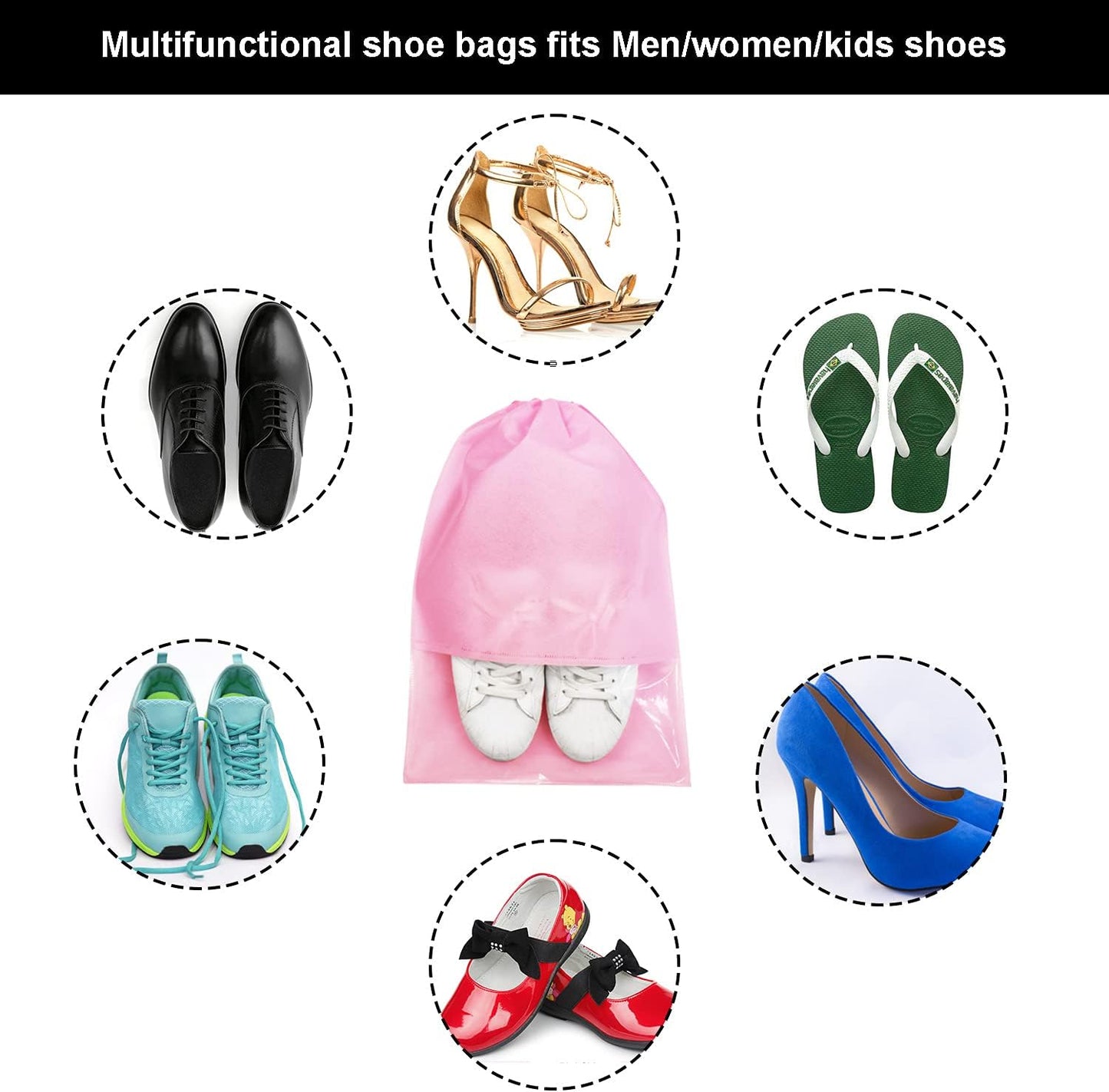 8PCS Travel Shoe Bags with Rope for Men and Women Large Shoes Pouch Organizers