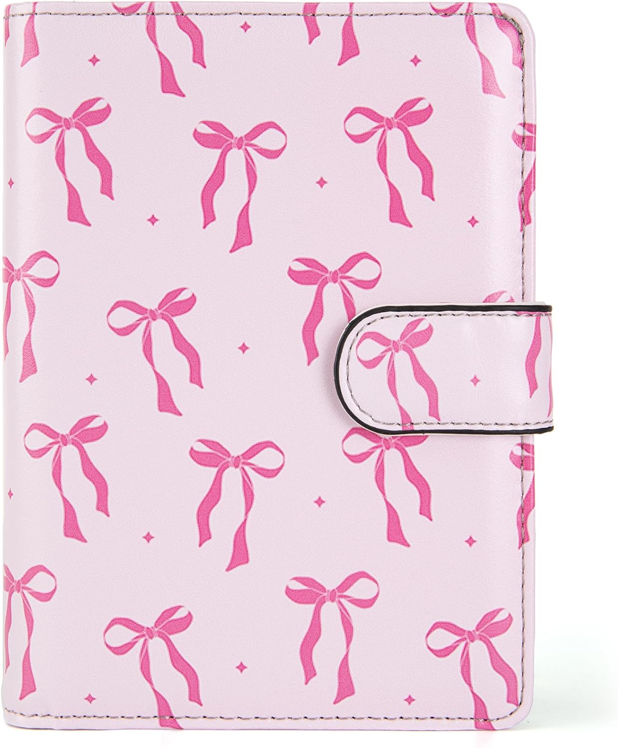 Passport Holder for Travel Essentials, RFID Blocking Passport Wallet Cover with Magnetic Closure, Passport Book Holders for Women and Men (Pink Bow)