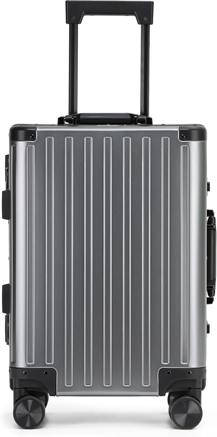 YYW All aluminum-magnesium Carry-On Luggage 24 Inch,Airline Approved Lightweight Suitcase with TSA Lock and Silent Wheels,Suitable for business travel (gunmetal gray, 24in)