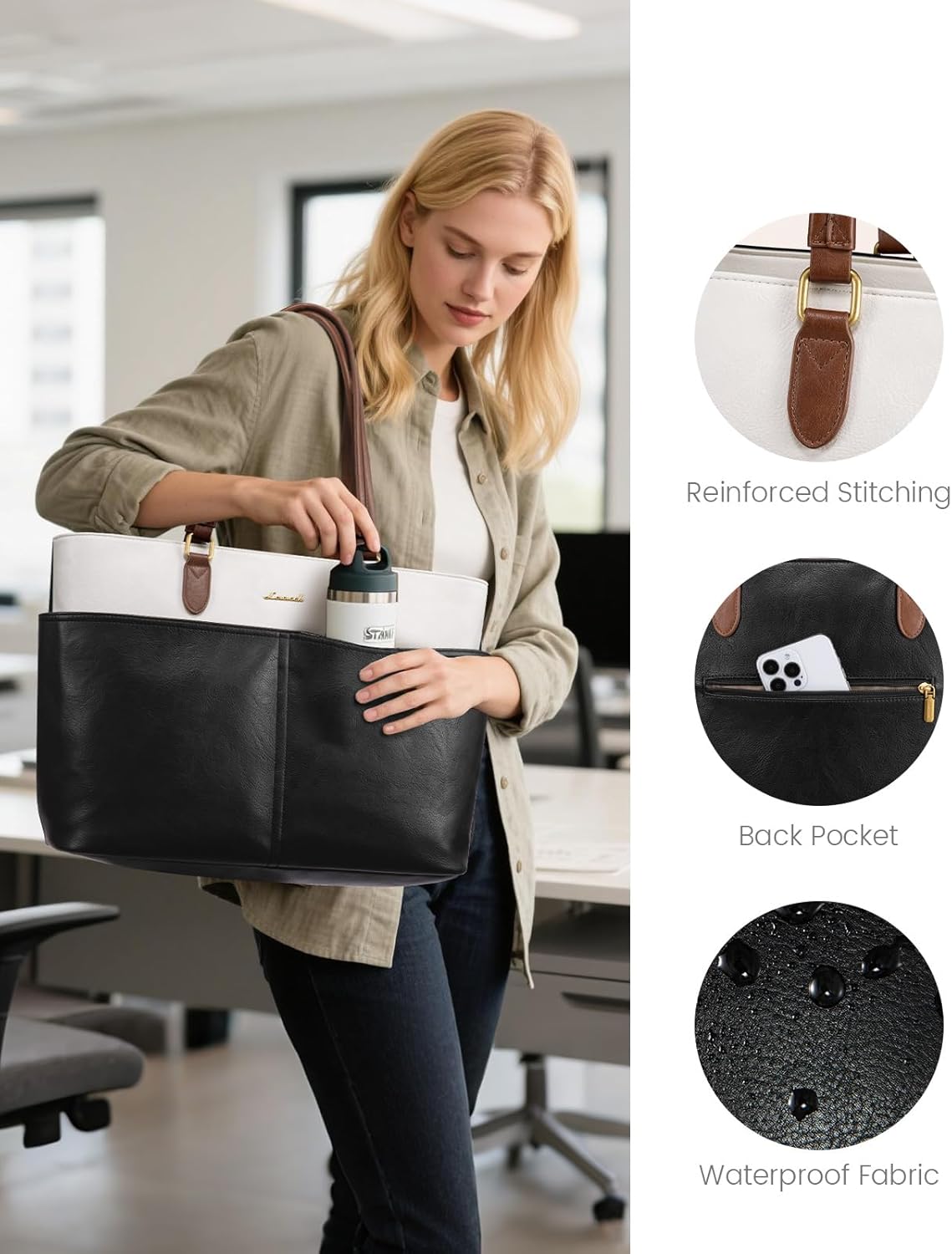 LOVEVOOK Laptop Tote Bag for Women, 15.6 inch Laptop Work Bags for Teacher/Nurse Large Computer Bag for Office