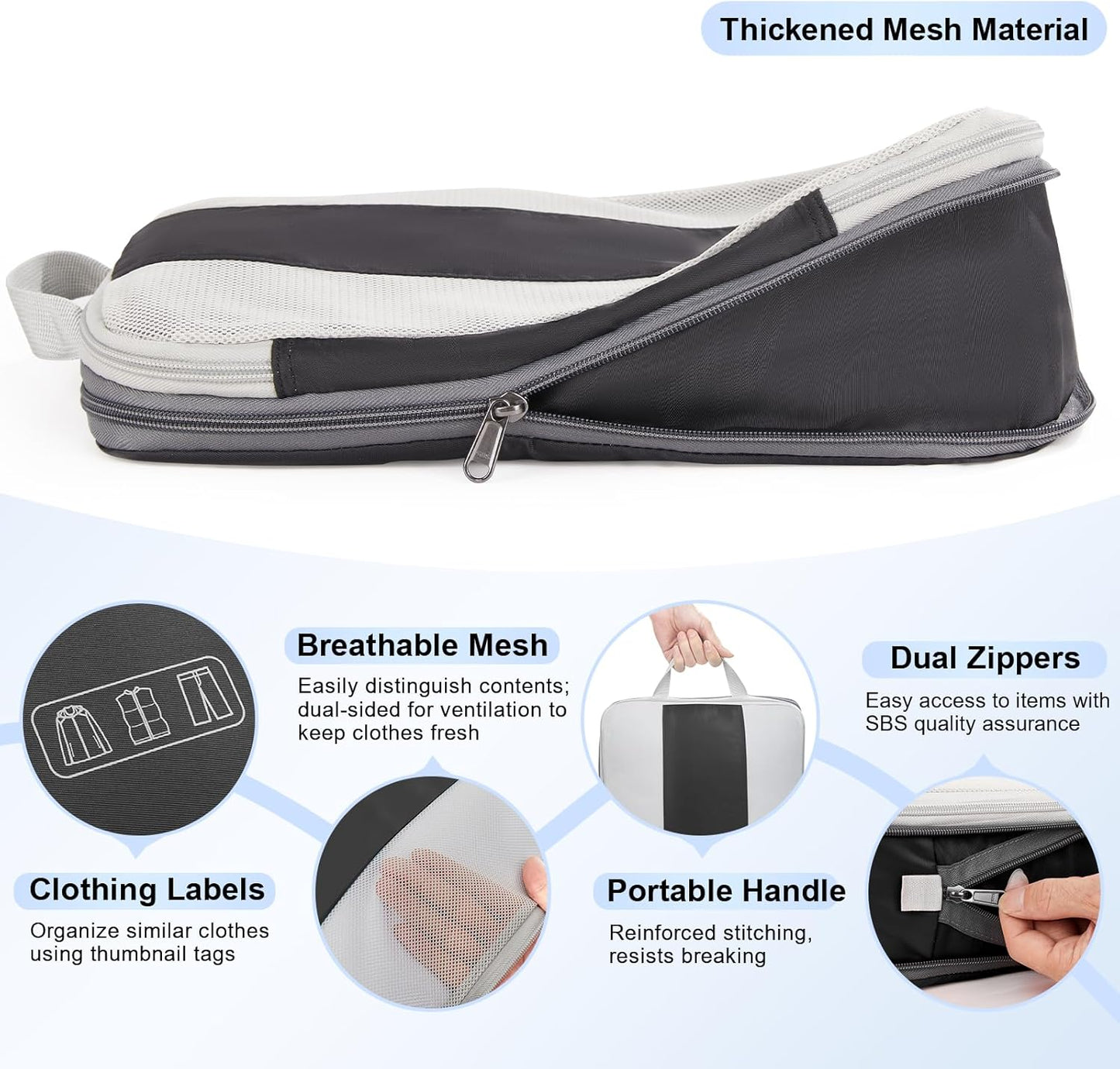 6 Set Compression Packing Cubes for Travel Essentials,Compressible Expandable Packing Cubes for
