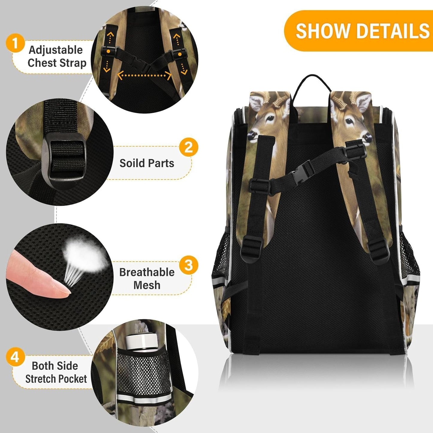 Camo Deer Hunt Cute Backpack For Girls Kids Backpack Boys Teen School Bag Bookbag Travel Daypacks