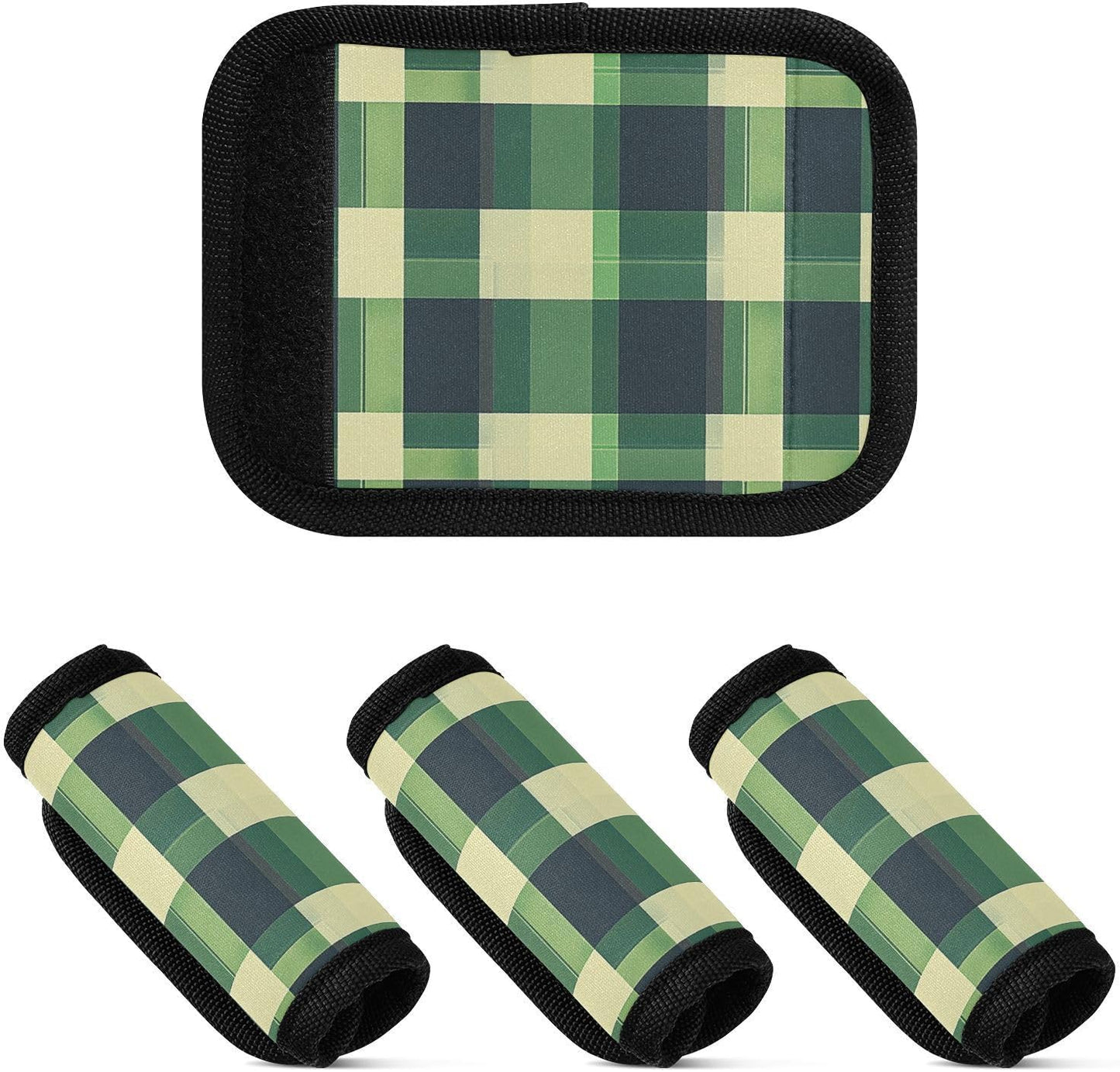 Argyle Plaid Green 4 Pack Luggage Handle Wraps Covers for Suitcase Identifiers Bag Tags Travel Accessories