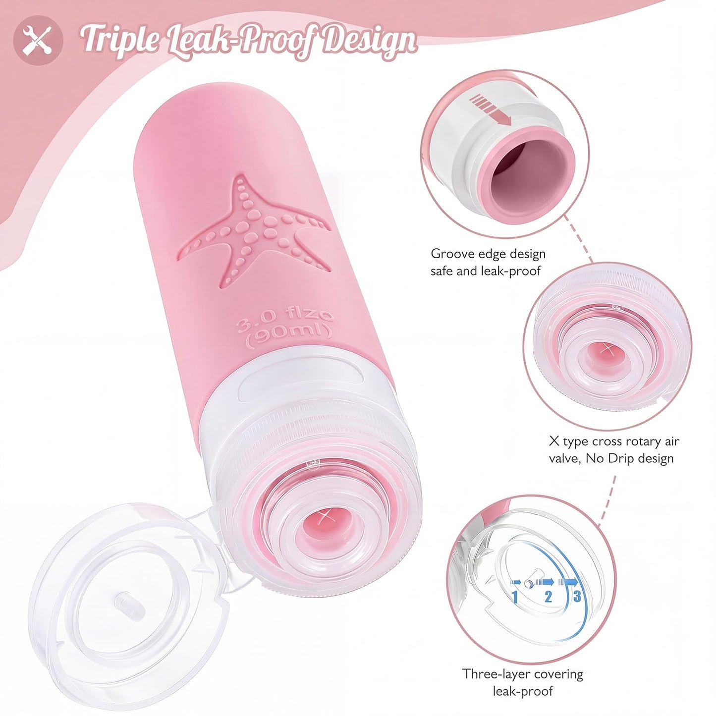 JBYAMUS 18 Pack Travel Bottles for Toiletries - TSA Approved, Triple Leak Proof Silicone Set, 3oz