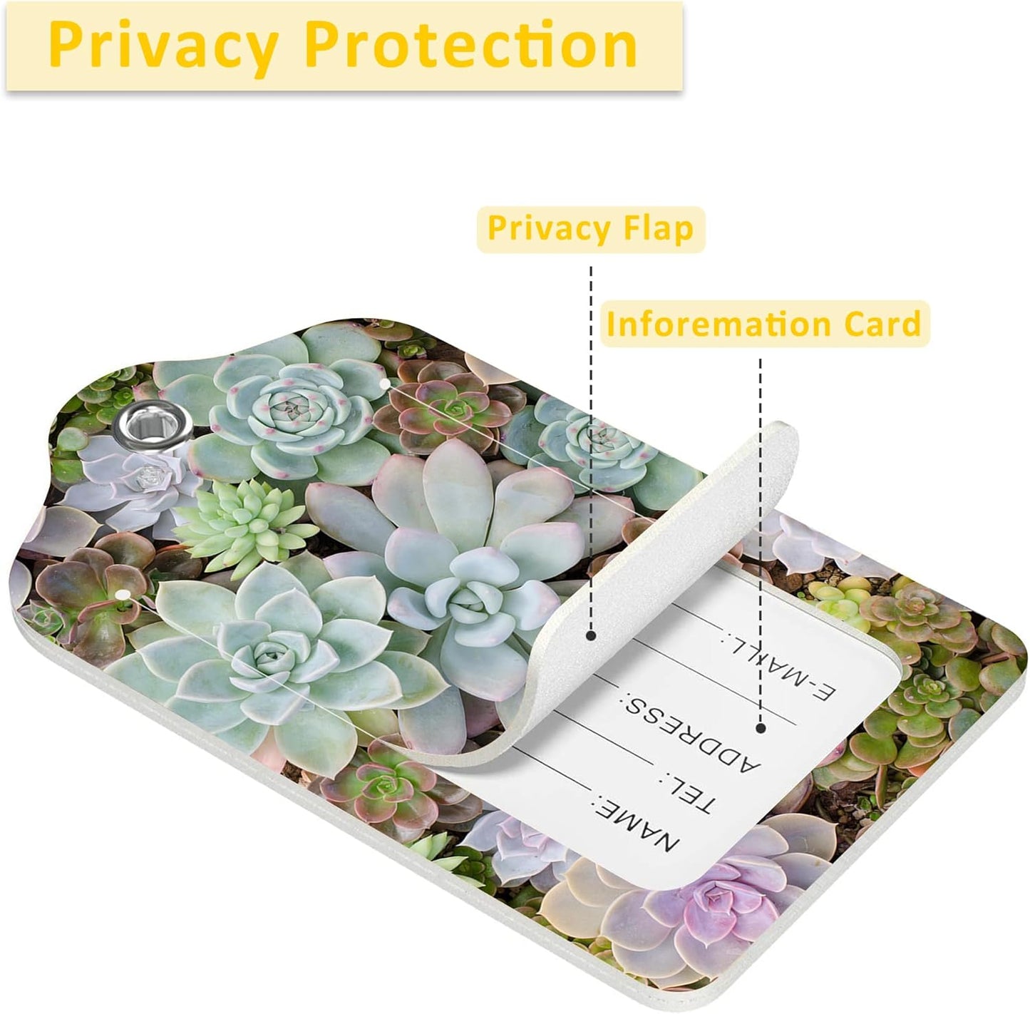 2 Pack Luggage Tags for Suitcases,Group of Cactus in a Pot Luggage Tag,PU Leather Id Label Luggage Tags with Stainless Steel Loop and Privacy Cover for Women Men Teens Travel