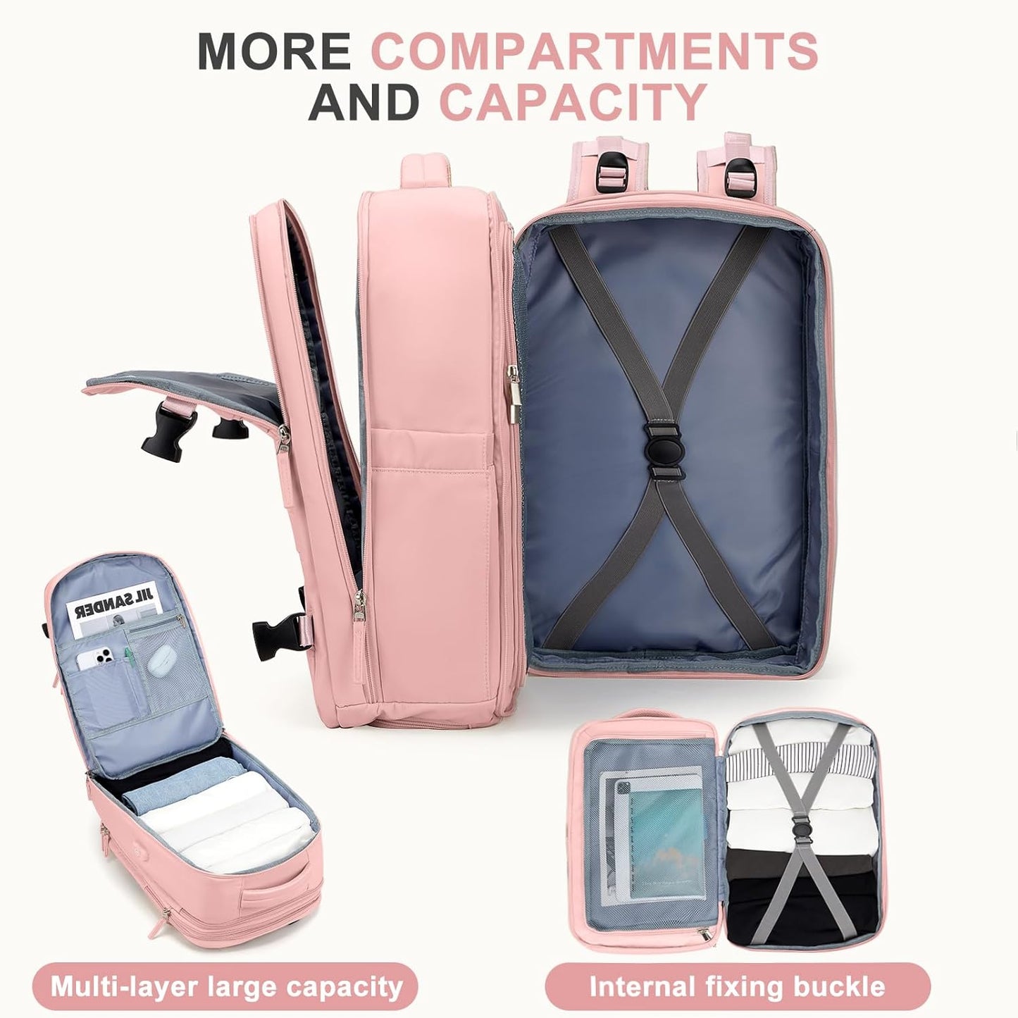 coowoz Large Travel Backpack For Women Men, Carry On Backpack,Hiking Backpack Waterproof Outdoor