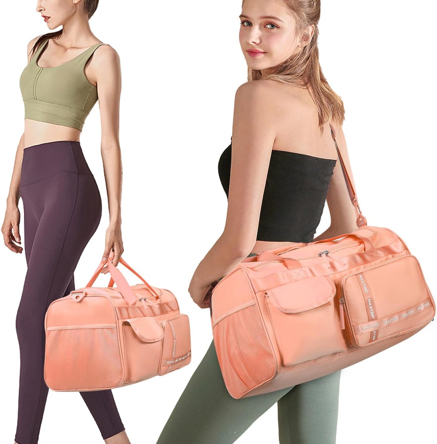 MAXTOP Gym Bag for Women Men Travel Duffle Bag Large Capacity Carry On Weekender Overnight Bag With