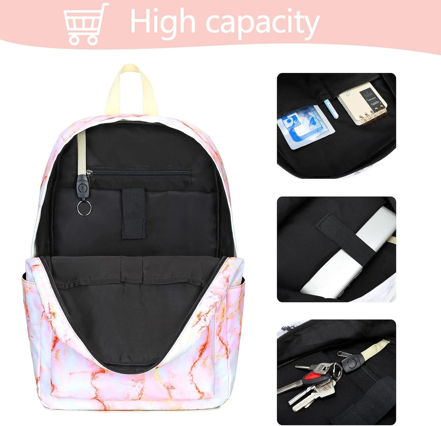 LEDAOU Backpack for Girls School Bag Kids Bookbag Teen Backpack Set Daypack with Lunch Bag and Pencil Case