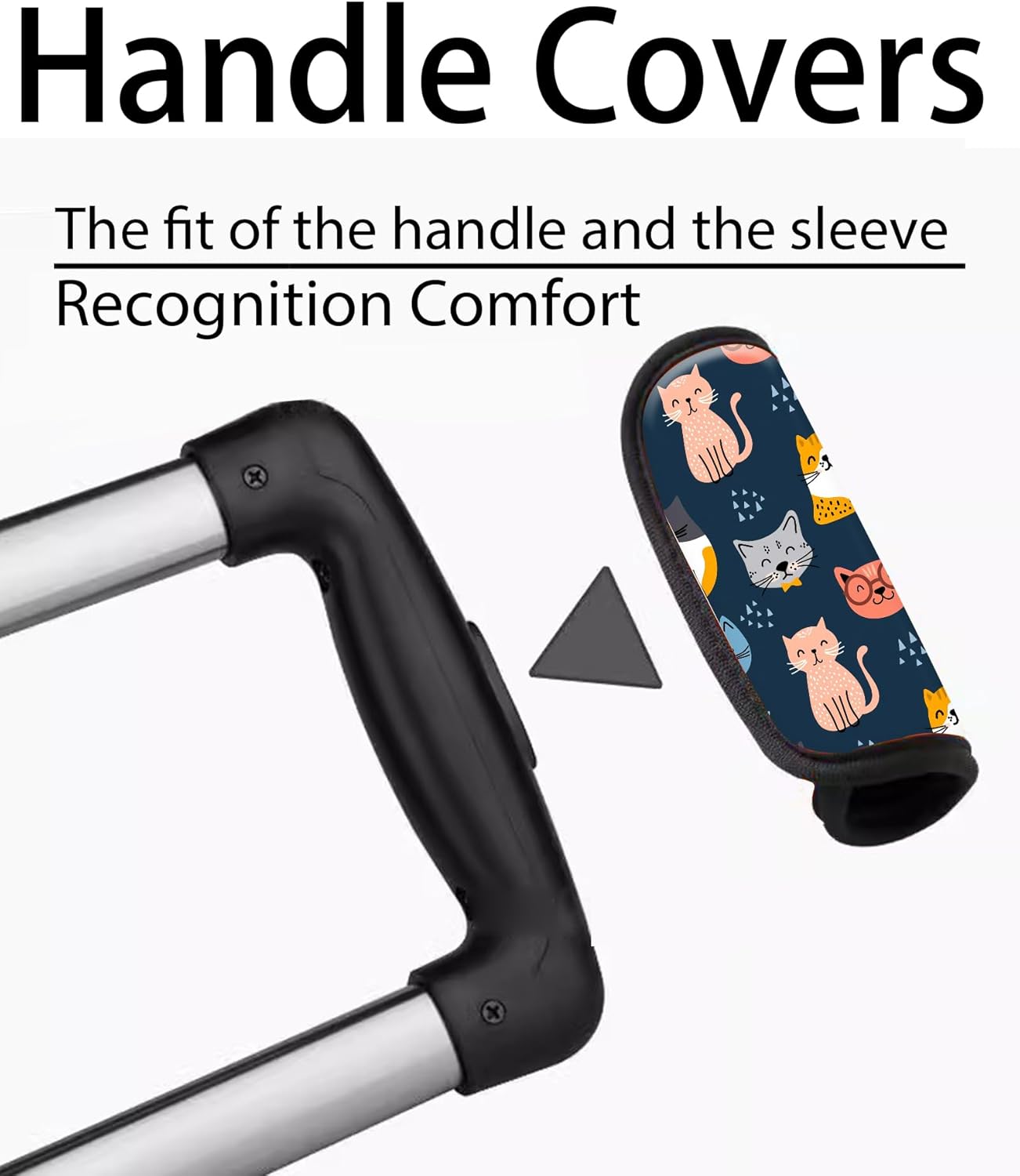 2 Pack Luggage Handle Wrap Travel Tags - Set of Luggage Tags for Suitcases, Identifiers, Marker, and Handle Covers - Cruise Accessories and Travel Gifts（Cute Colorful Cat
