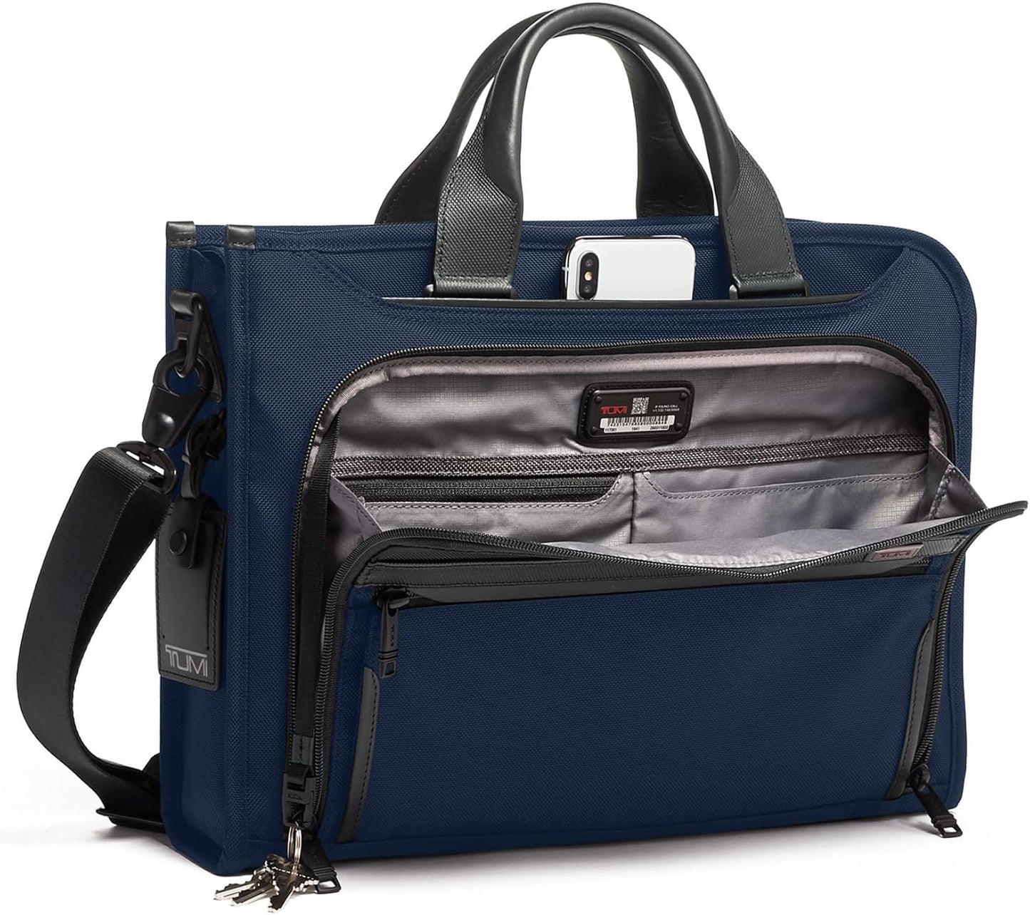 TUMI - Alpha Slim Deluxe Portfolio - Men's Compact Travel & Office Briefcase - Laptop and Tablet Bag - Navy