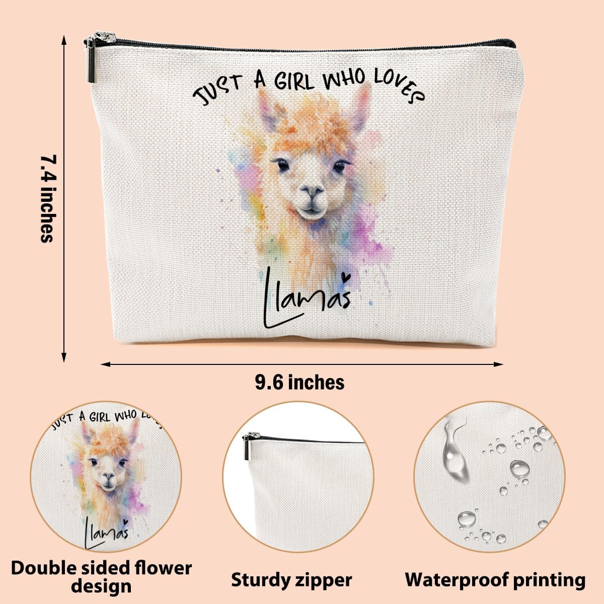 Llama Gifts Makeup Bag, Llama Lovers Cosmetic Bag Travel Organizer Bags Makeup Pouch, Christmas Birthday Animal Lovers Gifts for Women Girls Friends Daughter