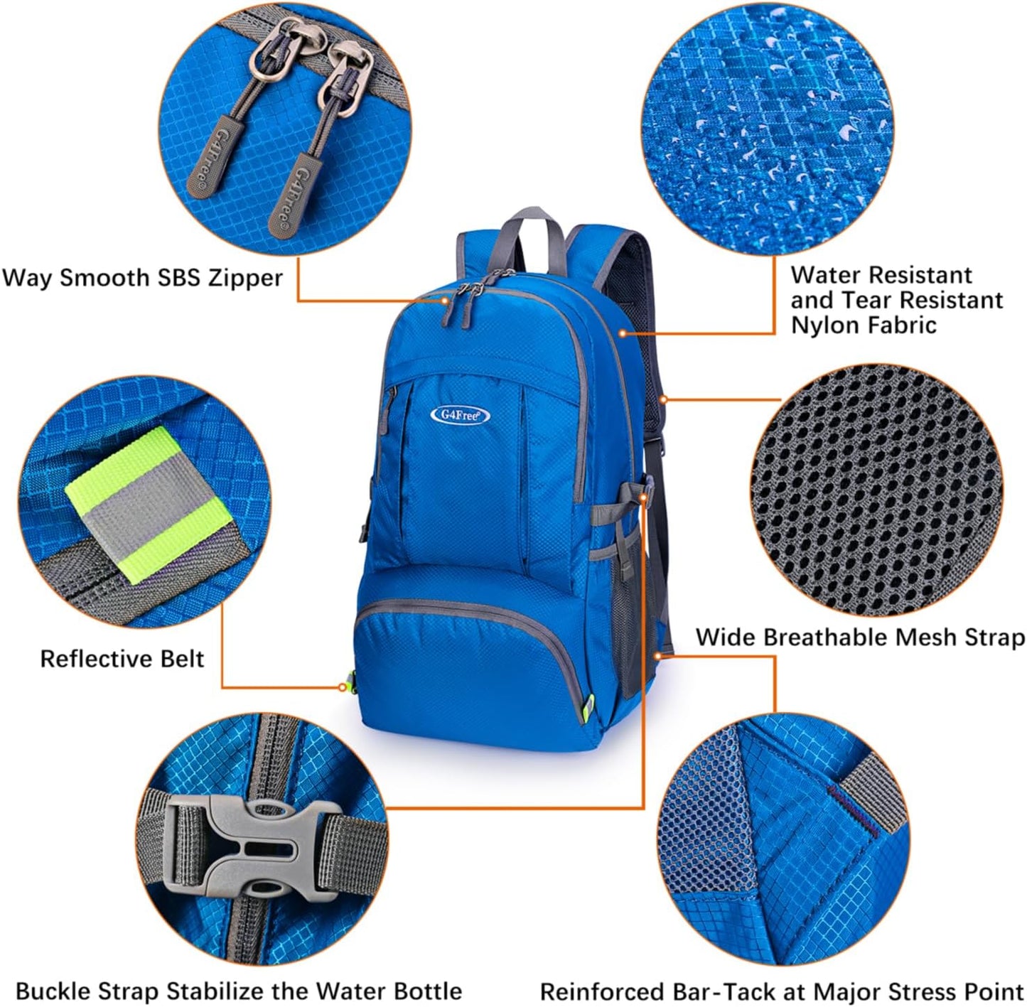 G4Free 40L Lightweight Packable Hiking Backpack, Waterproof Travel Daypack