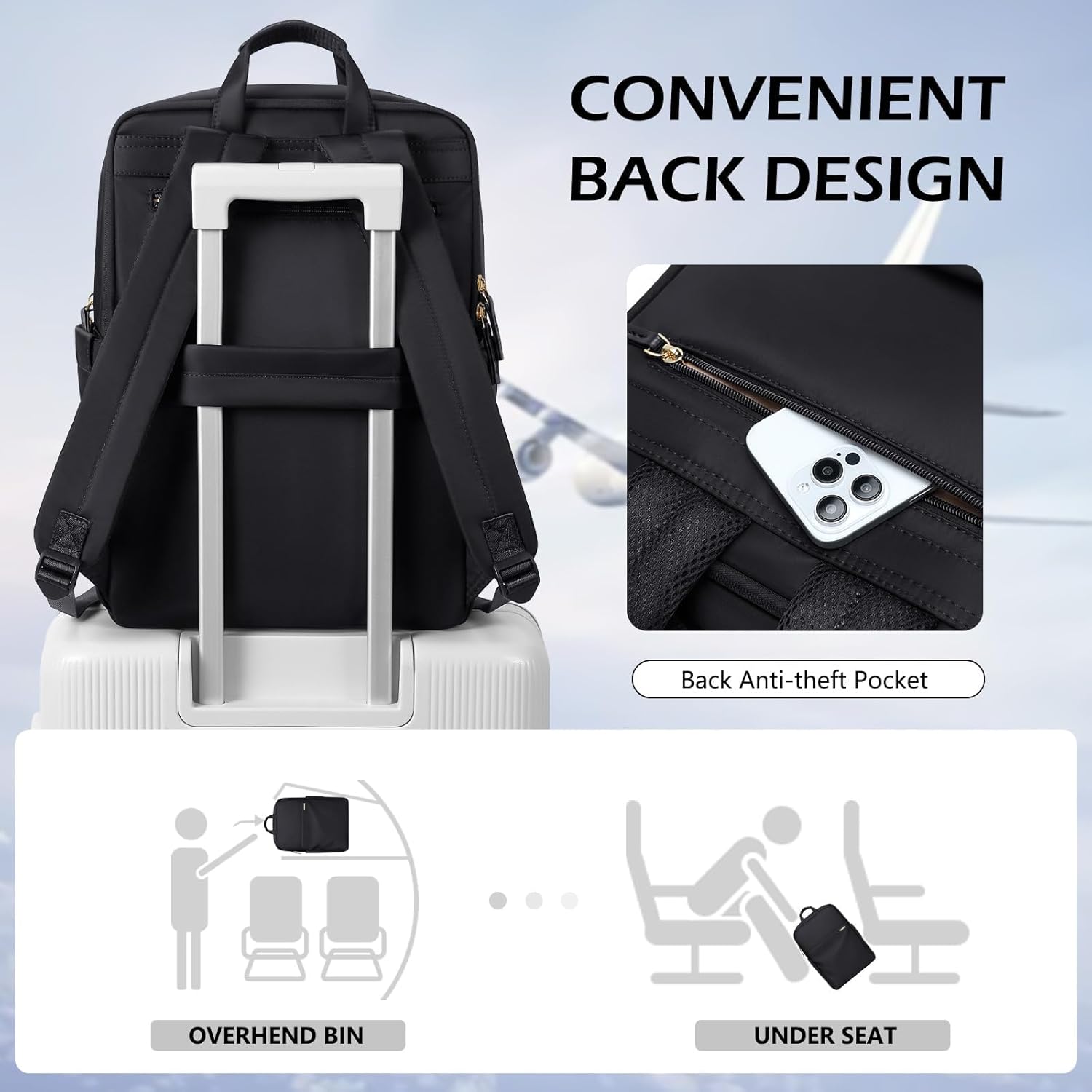 Slim Laptop Backpack for Women, Lightweight Business Backpack for Women Computer Bag Purse for
